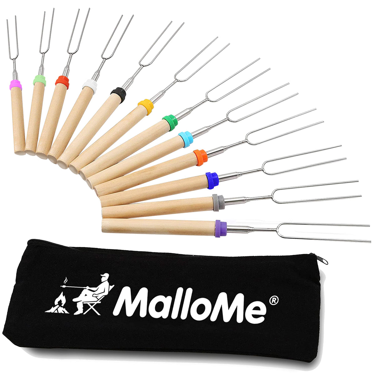 Mallome Marshmallow Roasting Sticks - Smores Skewers For Fire Pit Kit - Hot Dog Camping Accessories Campfire Marshmellow 32 Inch