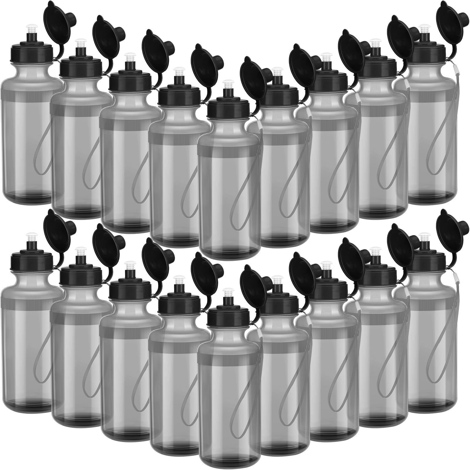 Zubebe 36 Pcs Sport Water Bottles Bulk 21 oz Squeeze Reusable Bpa-free Plastic Water Bottle with Nylon Strap Leak Proof Blank DI