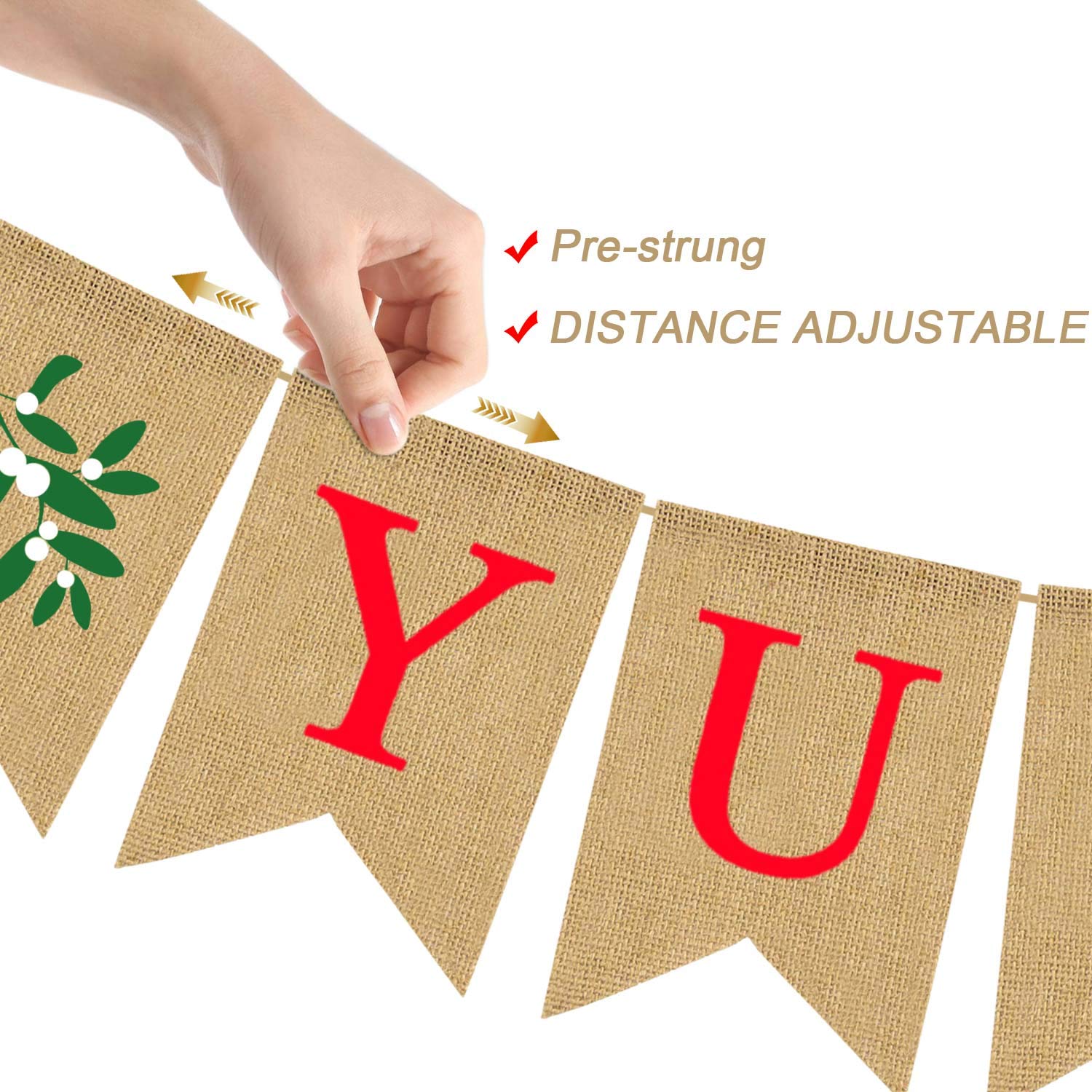 Burlap Yule Banner Pagan Christmas Mistletoe Rustic Winter Farmhouse Fireplace Mantle Decoration