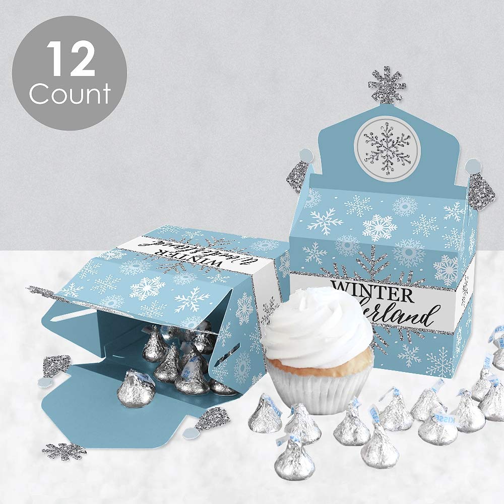Big Dot Of Happiness Winter Wonderland - Treat Box Party Favors - Snowflake Holiday Party And Winter Wedding Goodie Gable Boxes