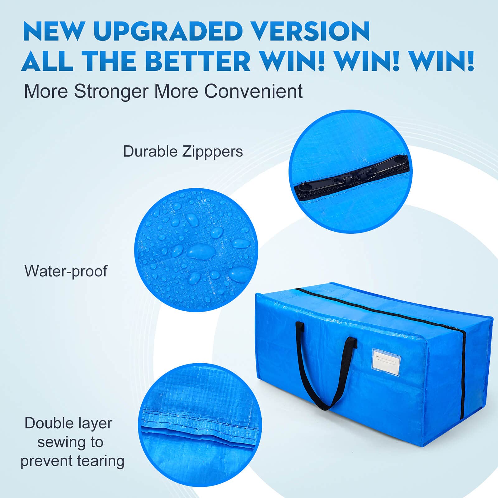 AlexHome Moving Bags Heavy Duty Extra Large Packing Bags for Moving Reusable Plastic Moving Totes Clothes Storage Containers Moving Supplies Bins Compatible with Ikea Frakta Cart (Blue Set of 3)