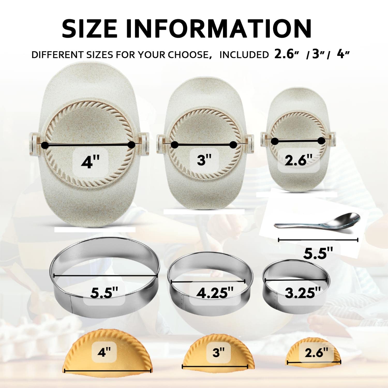 Mumsung Dumpling Maker, Empanadas Press Mold Maker Set With Dough Cutter, Dumpling Mold Set For Pierogi, Pastelitos, Calzone, Tu