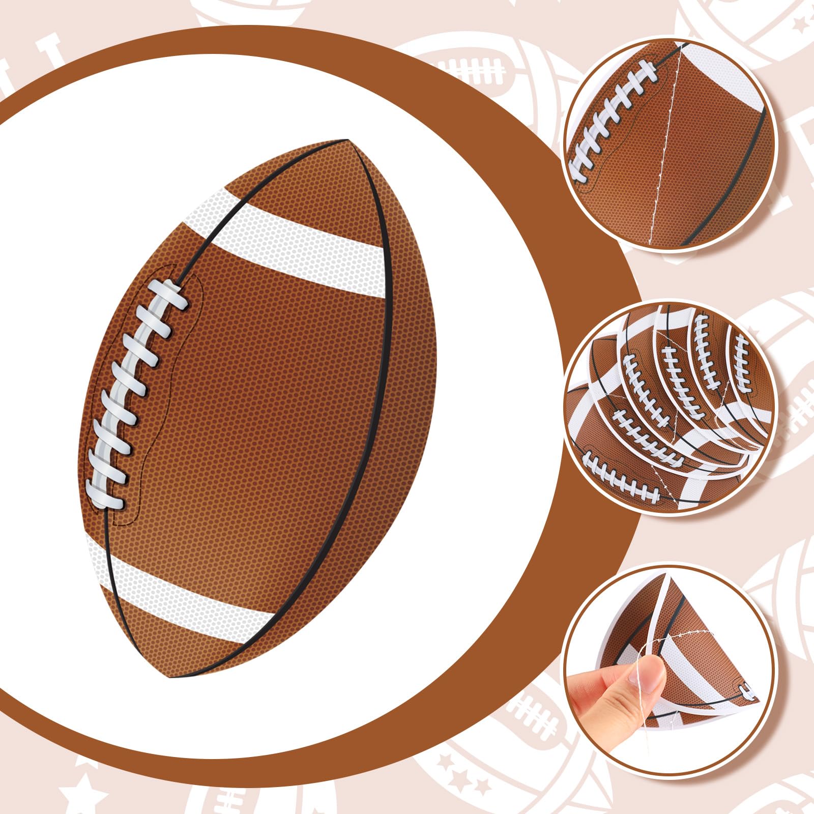 VitalCozy 24 Packs Football Party Decorations Football Banner Paper Garlands Rugby Ball Hanging Garland Banners Fall Paper Cutou