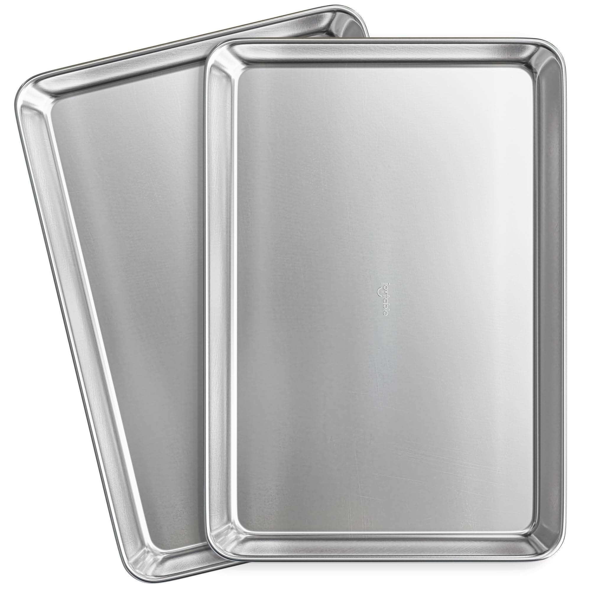 JoyTable Aluminum Baking Sheet Set, 2 Pack Large Sheet Pan, Commercial Quality Cookie Sheets for Baking or Roasting NonStick, 2