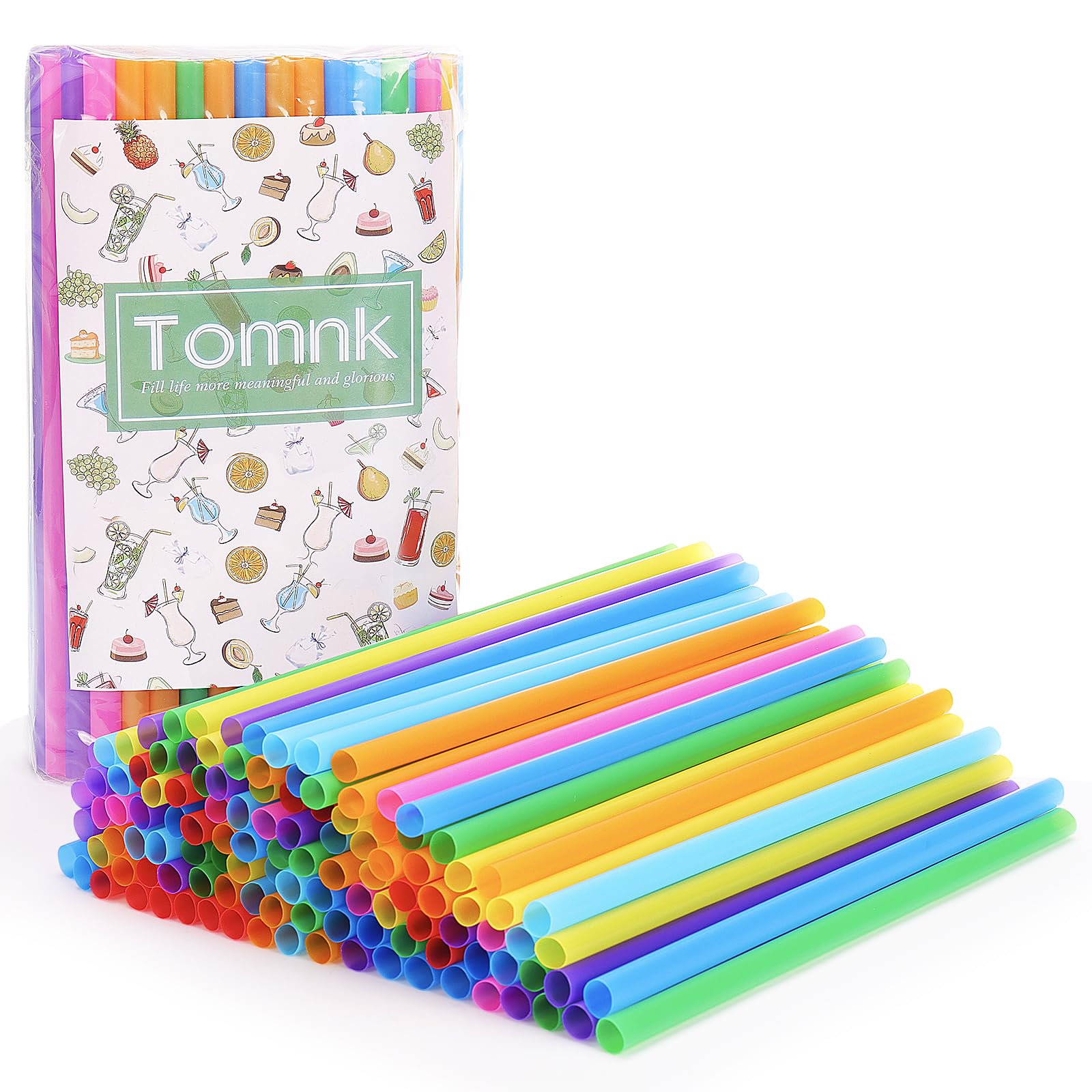 Tomnk 120 Pack Smoothie Straws, 10.3 Inches Straws Disposable, Boba Straws Plastic Straws Straws Drinking Plastic