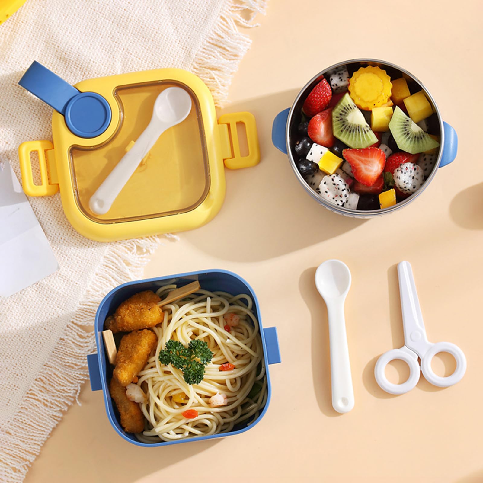 Wolpin 1 Pc Lunch Box For Kids With Spoon & Scissor Leak Proof Tiffin Box For Boys, Girls, School & Office, Lunch Box For Kids M