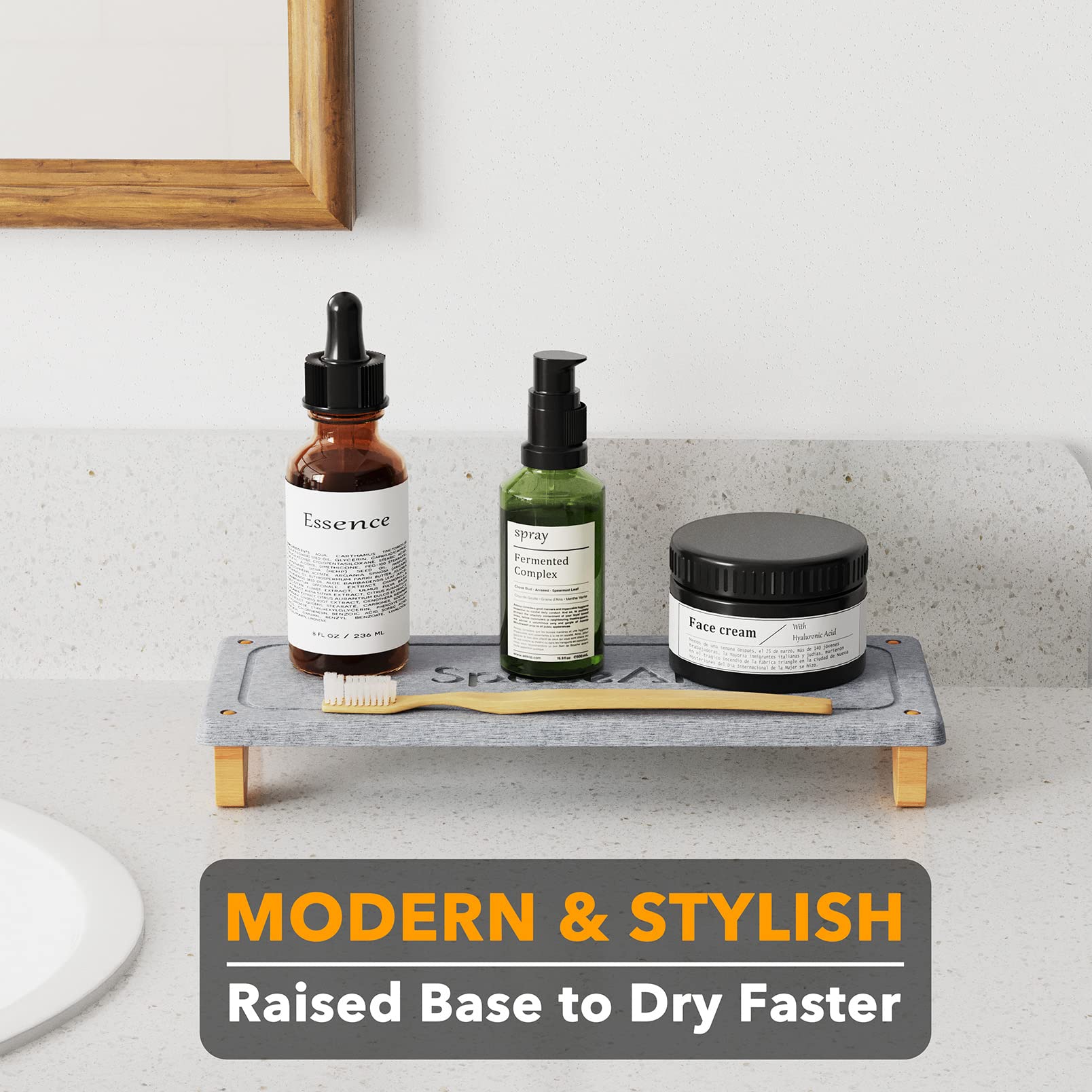 Spaceaid Dryingneat Sink Organizer, Instant Dry Sink Caddy Organizers, Kitchen Sponge Soap Holder Dispenser, Countertop Fast Dry