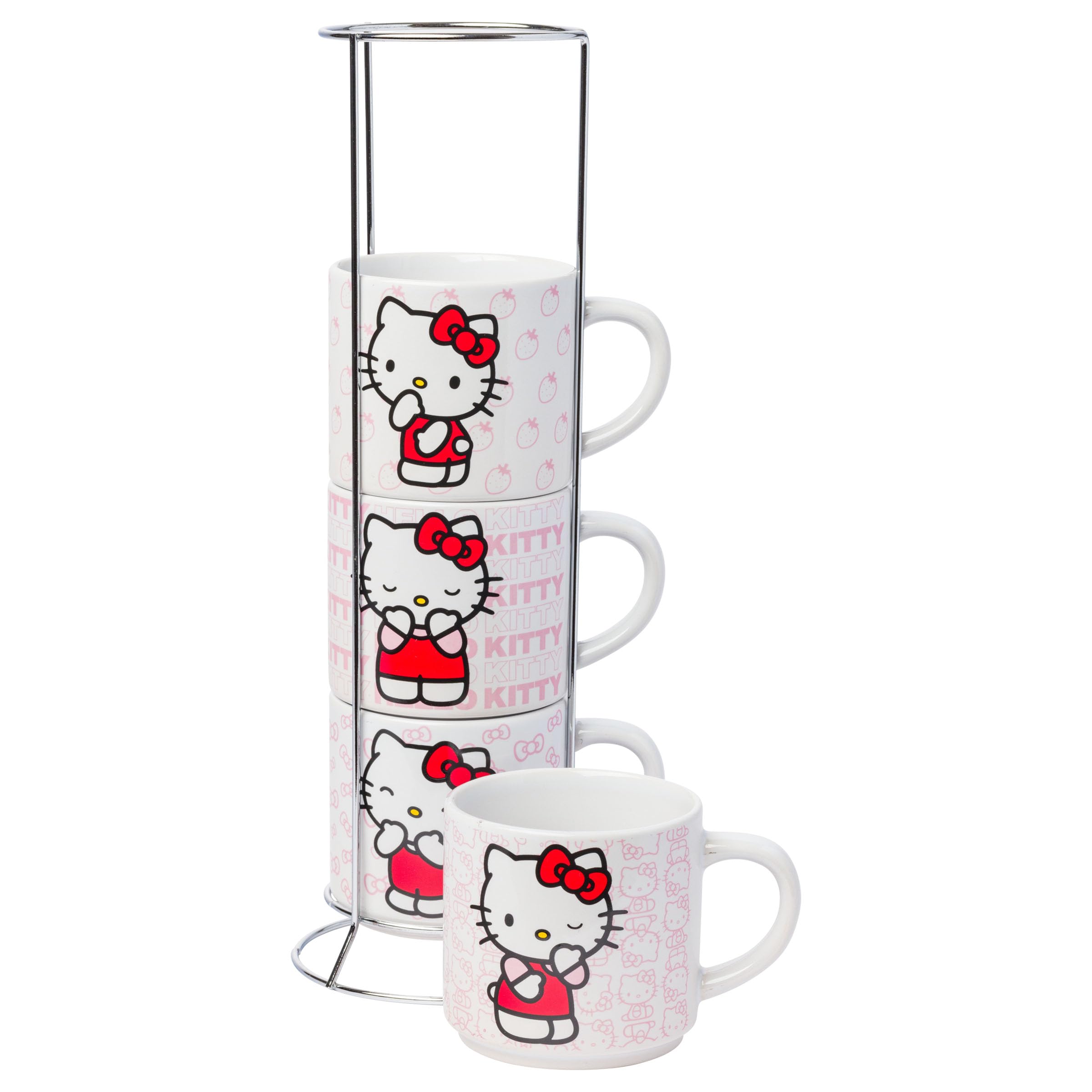 Silver Buffalo Sanrio Hello Kitty Poses 4pc Ceramic Mug Stack Set, 10 Ounces