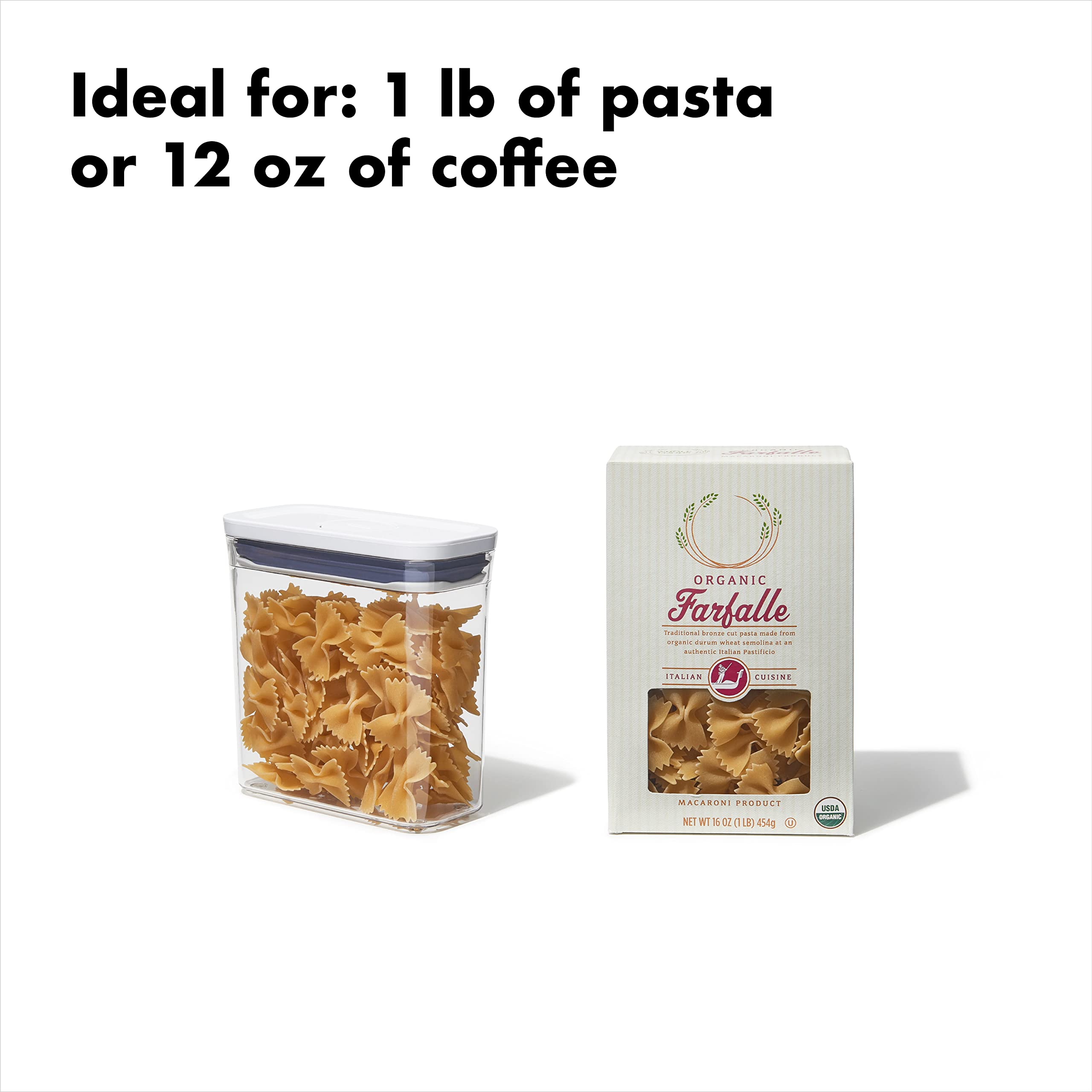 Oxo Good Grips Pop Container, 1.2 Qt - Rectangle - Pasta, Transparent