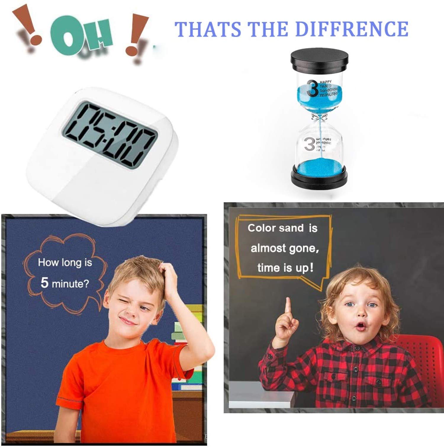 Hourglass Timer 3 Minute Sand Timer: Colorful Sand Clock 3 Minute, Small Blue Sand Watch 3 Min, Plastic Hour Glass Sandglass Tim