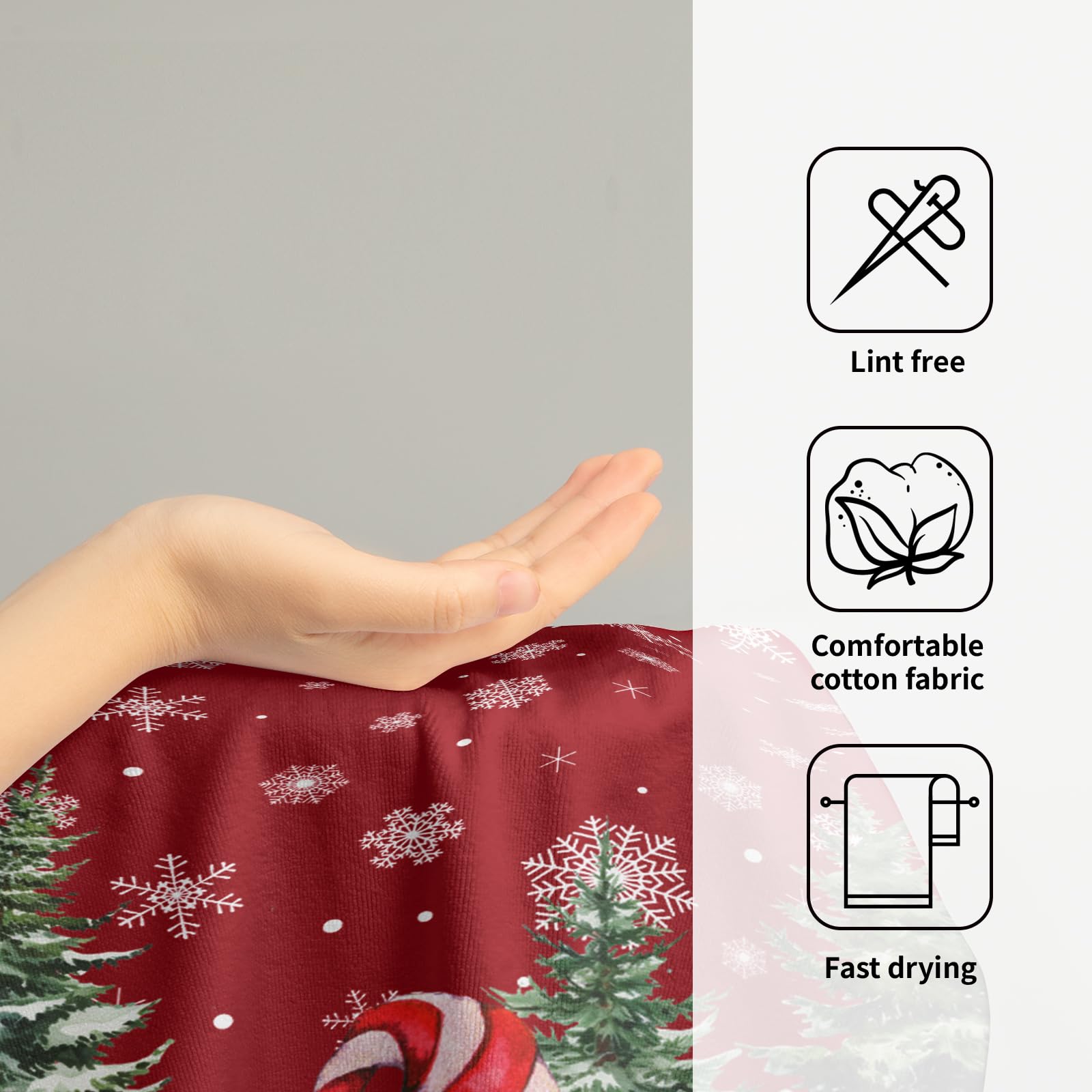 Red Christmas Cute Gnomes Hand Bath Towel Set Of 2 Winter Snowflake Towel 14''X28'' Winter Gnomes Hand Towels For Bathroom Soft