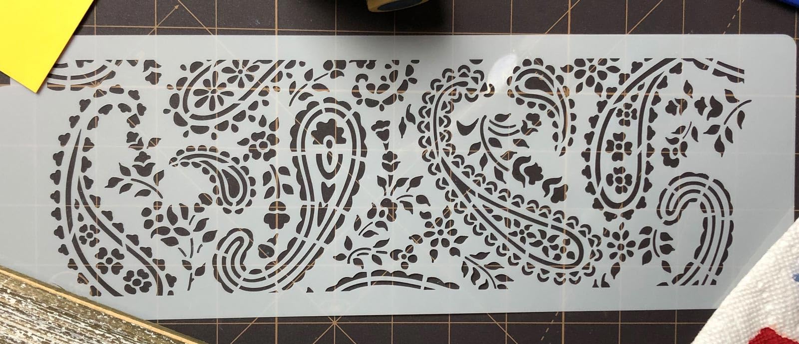 Designer Stencils Paisley Cake Side Foodgrade Stencil, 4 X 12 Inches