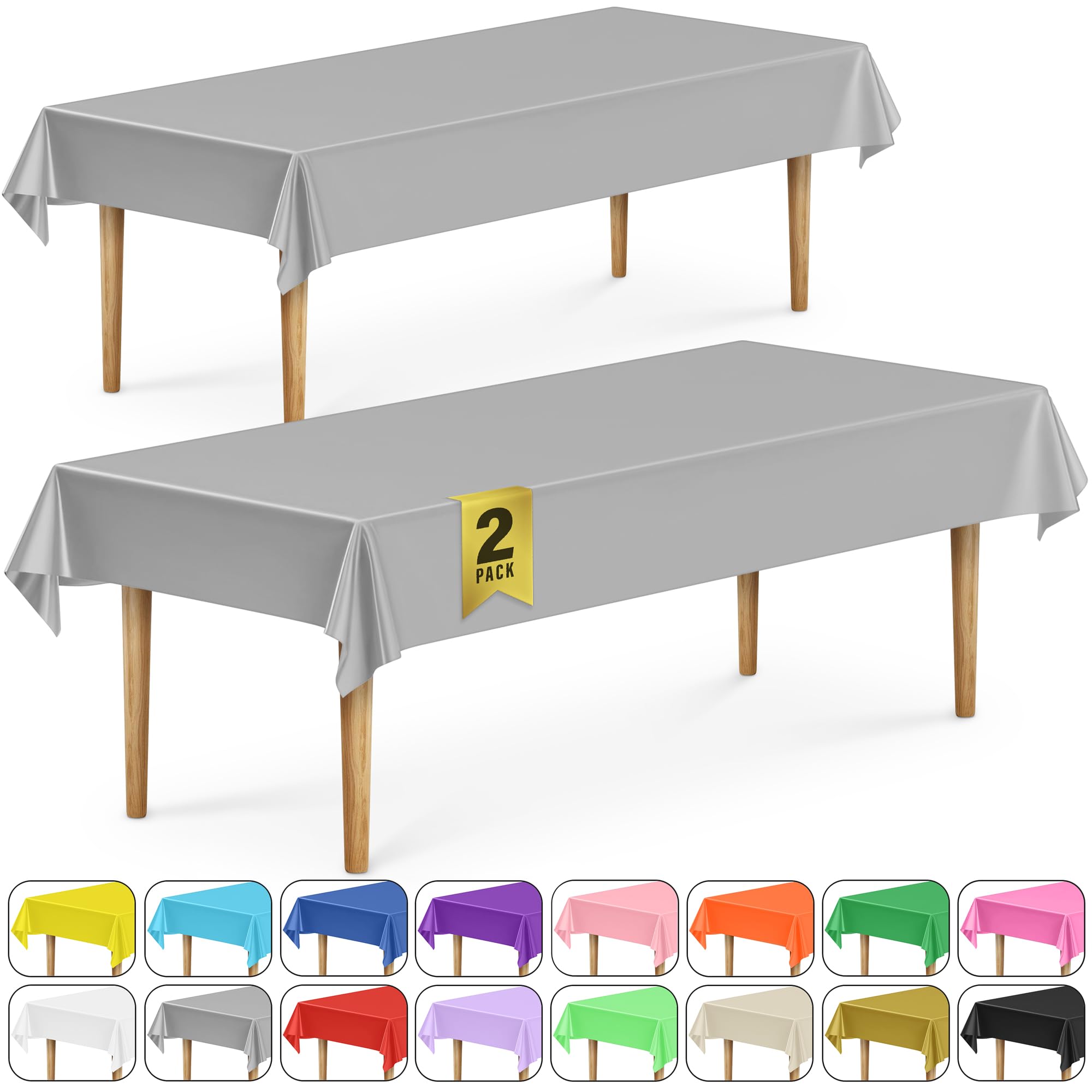 DecorRack 2 Rectangular Tablecloths BPA-Free Plastic, 54 x 108 inch, Dining Table Cloth, Rectangle Table Cover for Parties, Picn