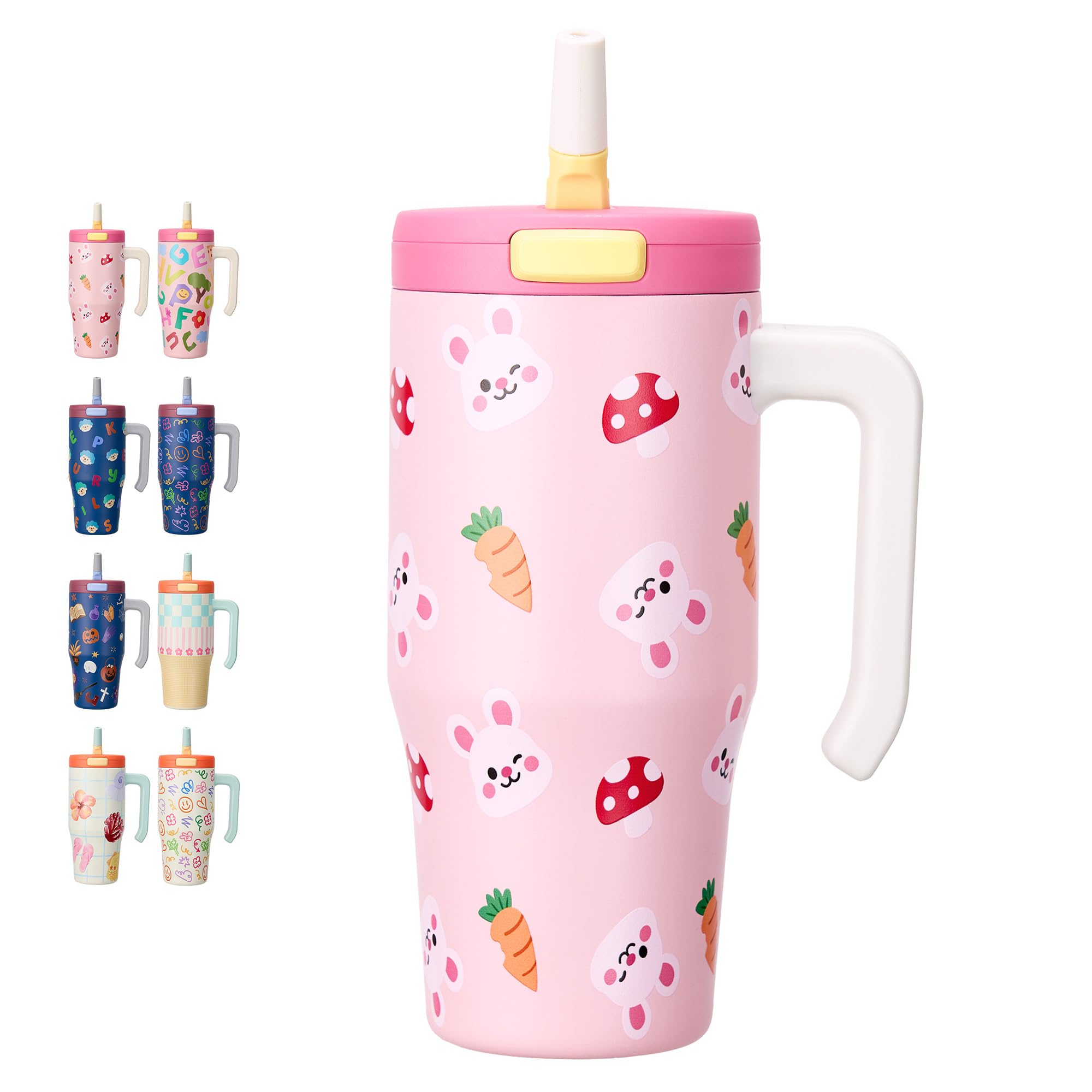 Fijinhom 25 Oz Insulated Tumbler With Handle, Stainless Steel Insulated Water Bottle Coffee Mug With Straw, Coffee Cups, Cute Wa