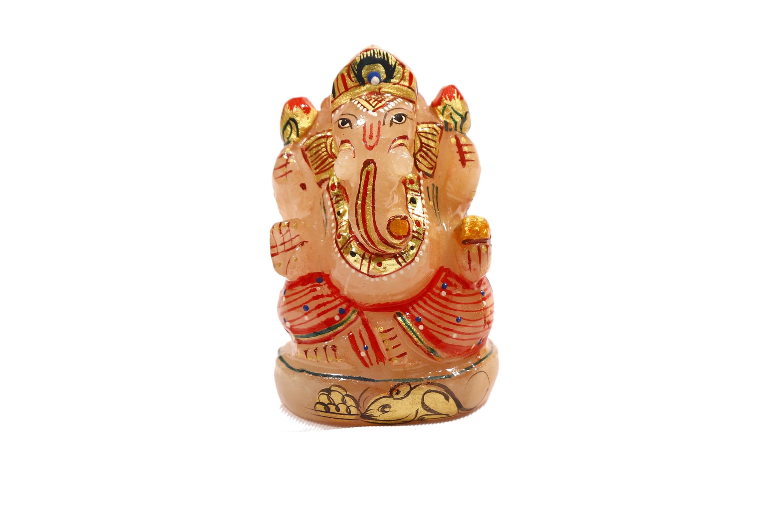 Ayra Luxe Certified Natural Rose Quartz Lord Ganesh Idol