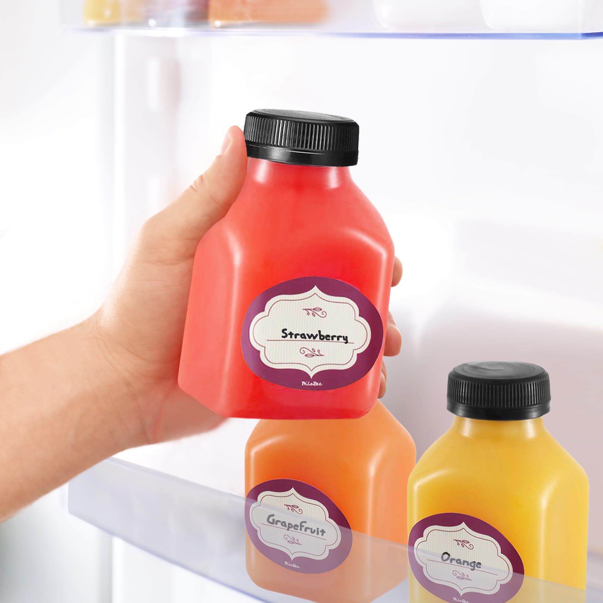 Dilabee Plastic Juice Bottles With Caps - 12 Pack 8Oz Small Reusable Water Bottles With Lids For Juicing - Clear Mini Drink Cont