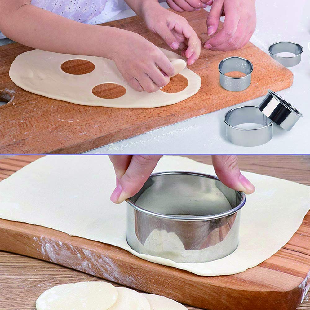12 Pieces Round Cookie Biscuit Cutter Set,Graduated Circle For Pastry,18/8 Stainless Steel Donut Cutter Ring Molds