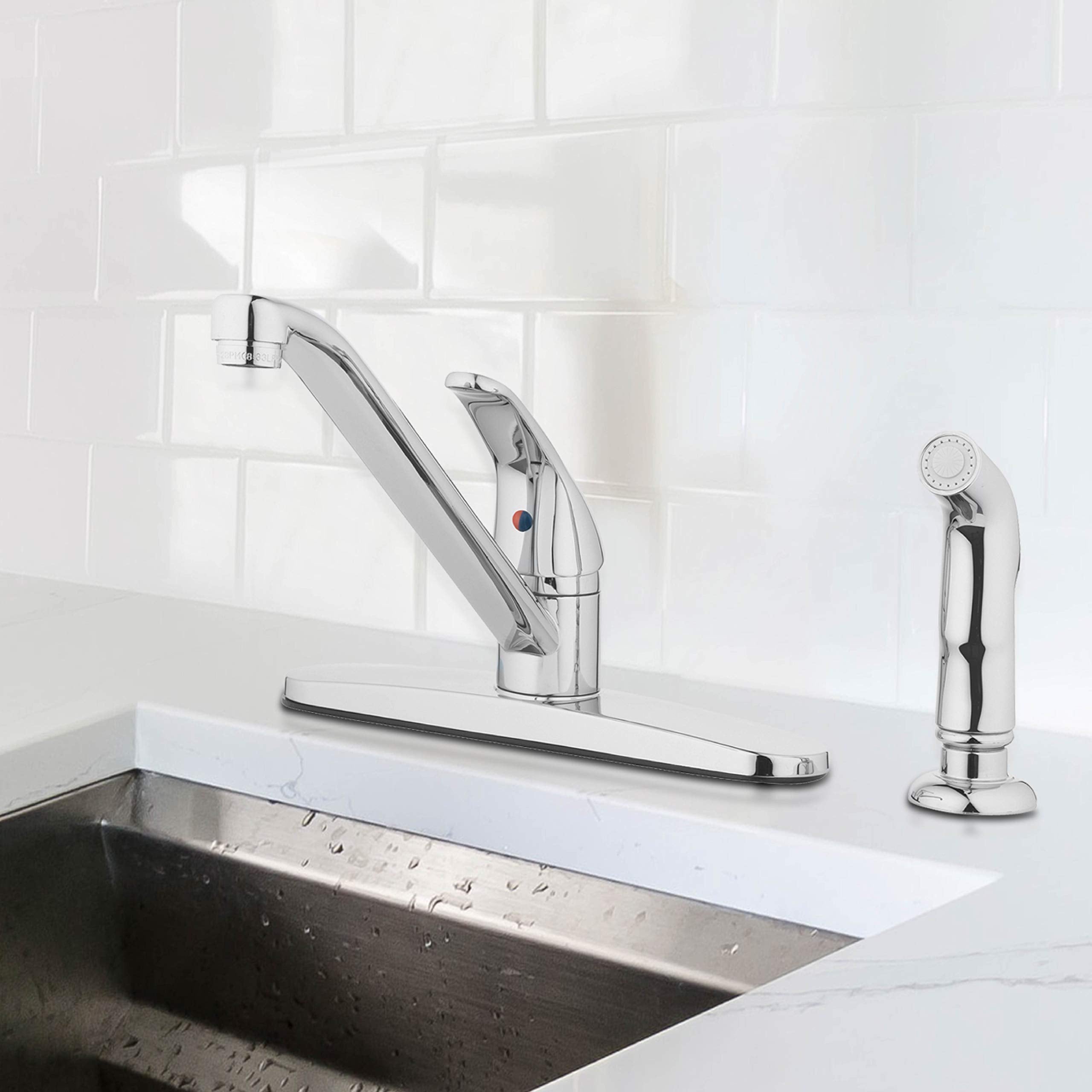 Aqua Vista 22-K81WS-CH-AV Kitchen Sink Faucet with Side Spray  Polished Chrome Single Handle