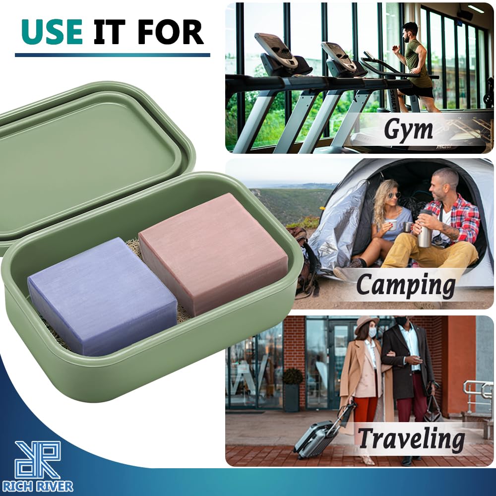 Enhanced Leak Proof Traveling Soap Holder With Lid, Shampoo Bar & Conditioner Bar Holder, Soap Container With Draining Layer, Po