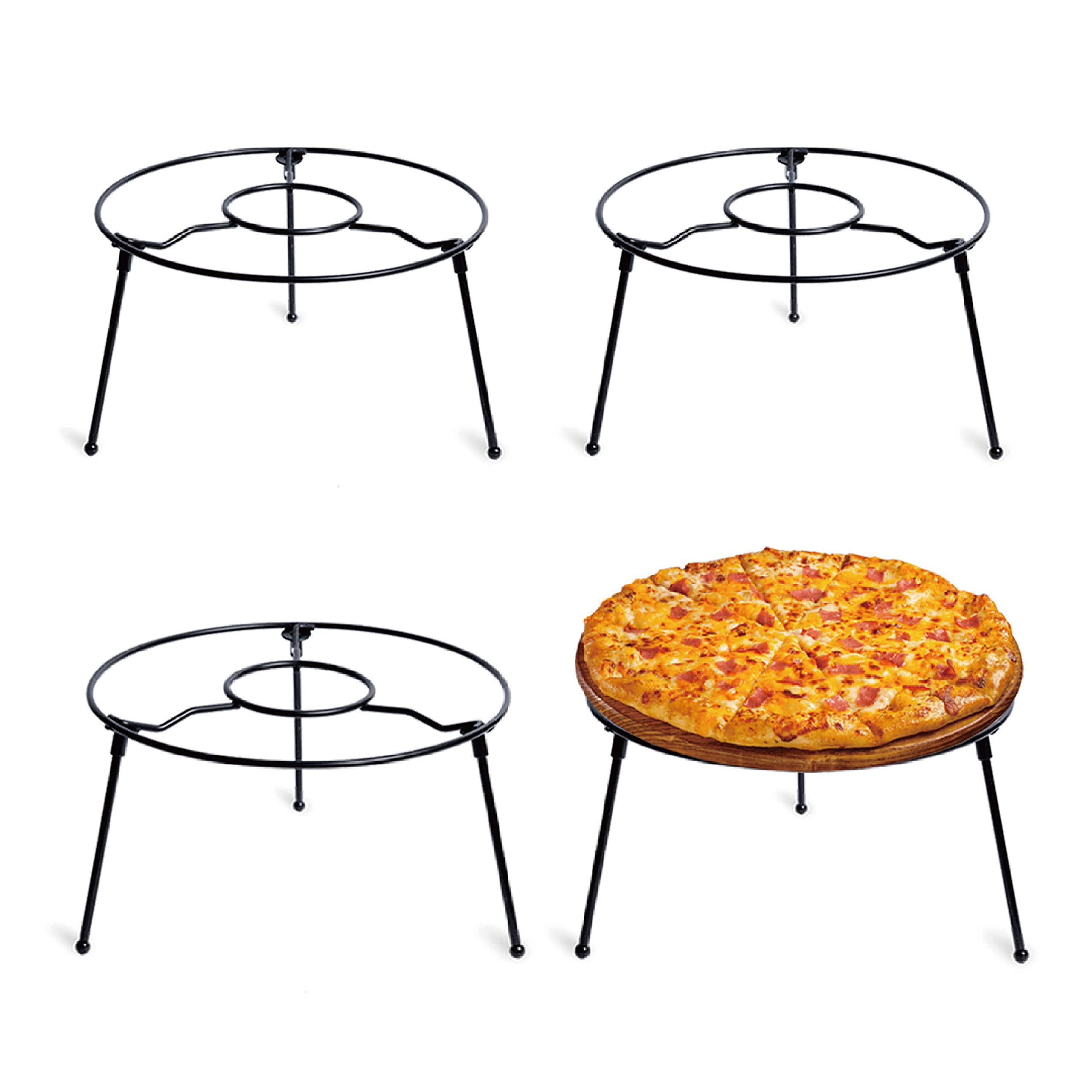 Hohiya 4 Pcs 9 Inch Pizza Stand Holder Riser Display Serving For Tables Party Width For Restaurant Home Iron Black Taiwan Made