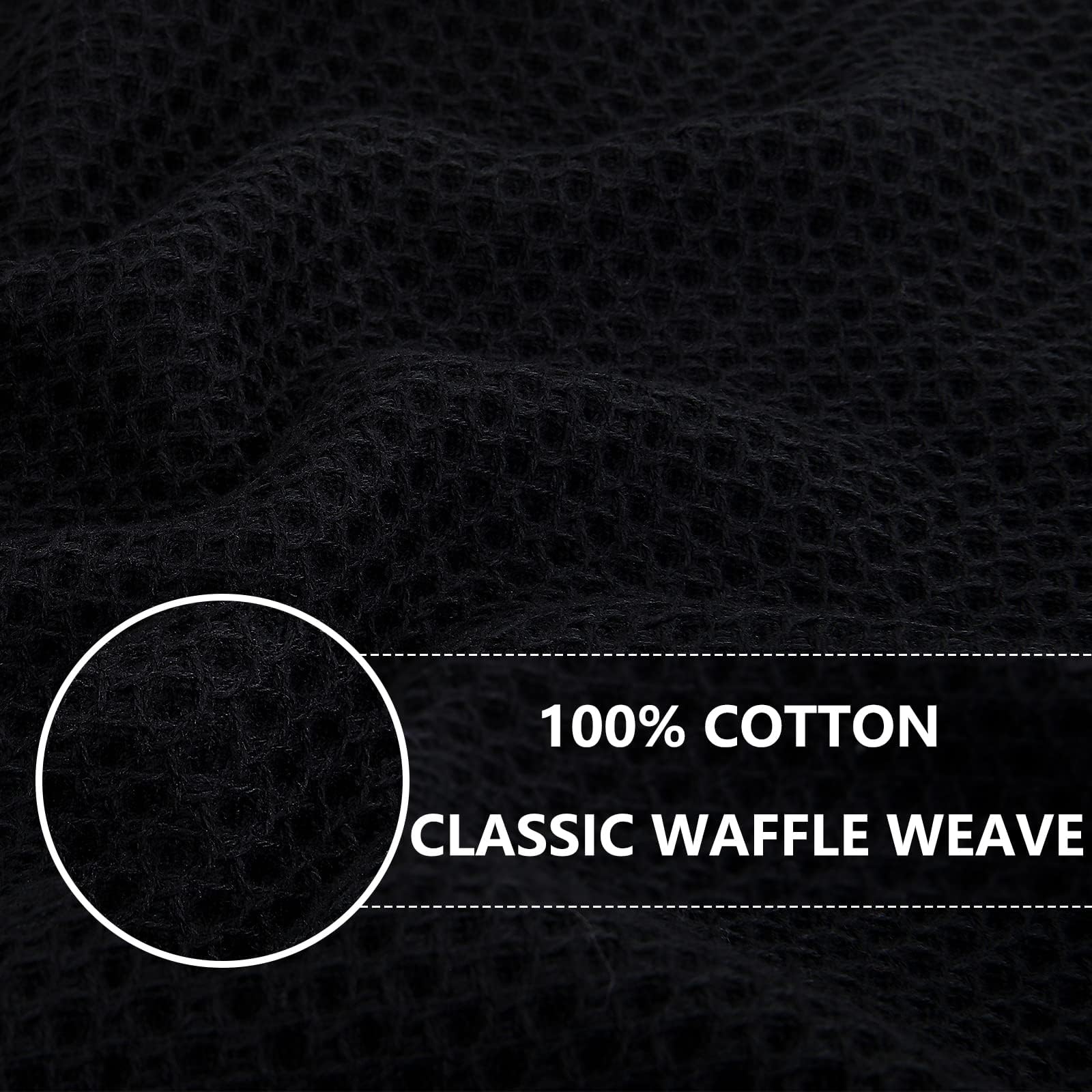 Homaxy 100% Cotton Waffle Weave Kitchen Dish Cloths, Ultra Soft Absorbent Quick Drying Dish Towels, 12 x 12 Inches, 24-Pack, Bla