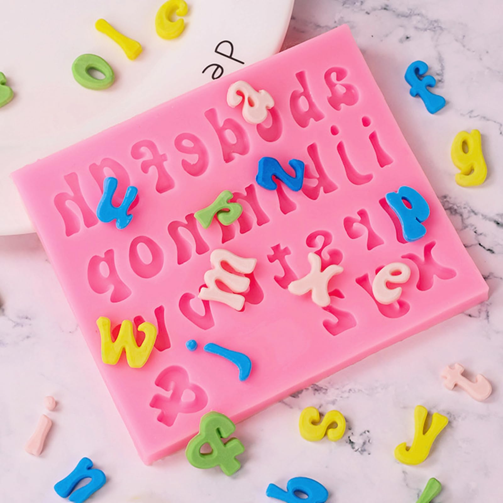 Joersh 4 Pieces Silicone Letter Molds, Lowercase Uppercase Alphabet Letters And 0-9 Numbers Fondant Chocolate Molds For Cake/Cup