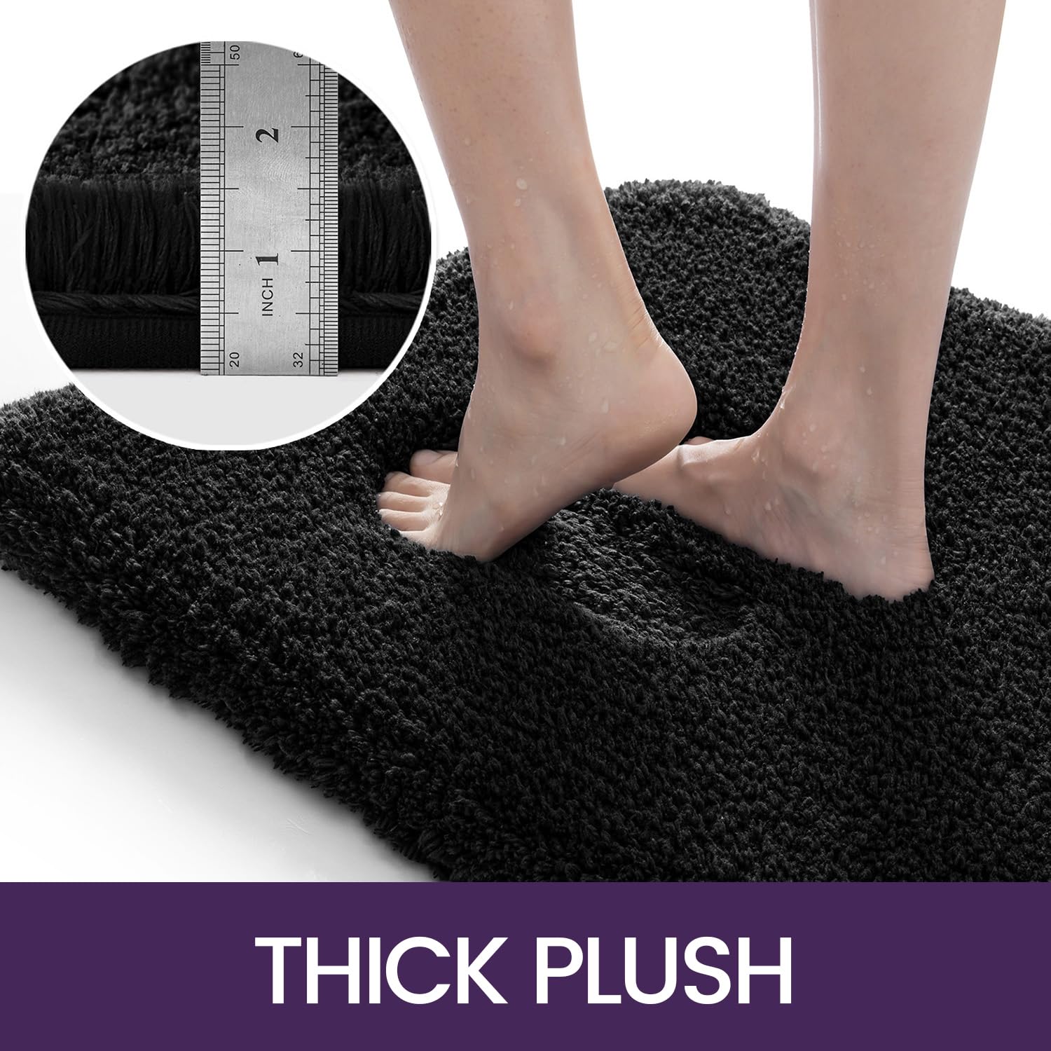 Dexi Bathroom Rug Mat, 32X20, Non Slip Washable Absorbent Microfiber Mats, Thick Soft Floor Shower Rugs For Bath Accessories Dec