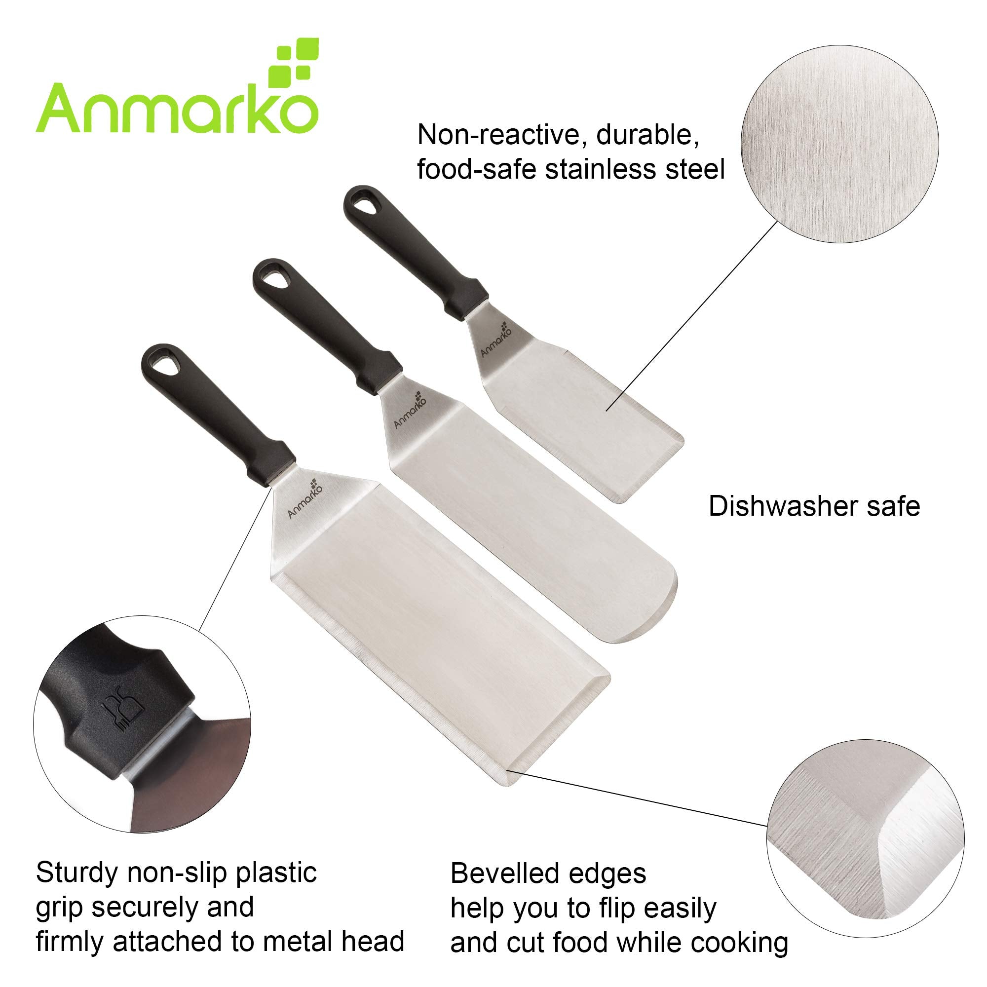 Griddle Spatula Set - Stainless Steel Metal Spatula and Griddle Scraper - Heavy Spatula Griddle Accessories Great for Cast Iron Griddle BBQ Flat Top Grill - Commercial Grade