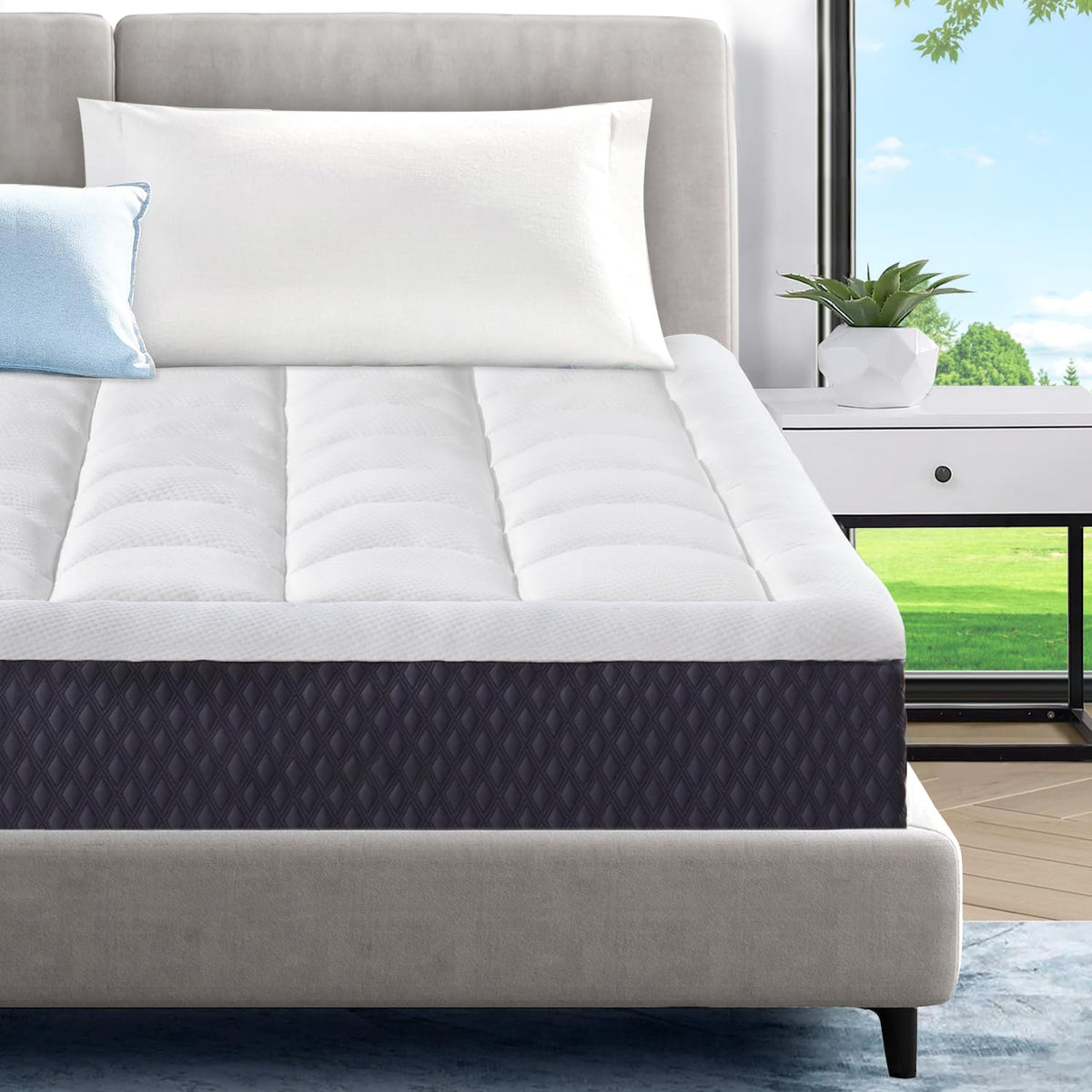Onenice 8 Inch Queen Mattress In A Box, Breathable Gel-Memory Foam Plus Pillowtop Mattress For Pressure Relief, Certipur-Us Cert