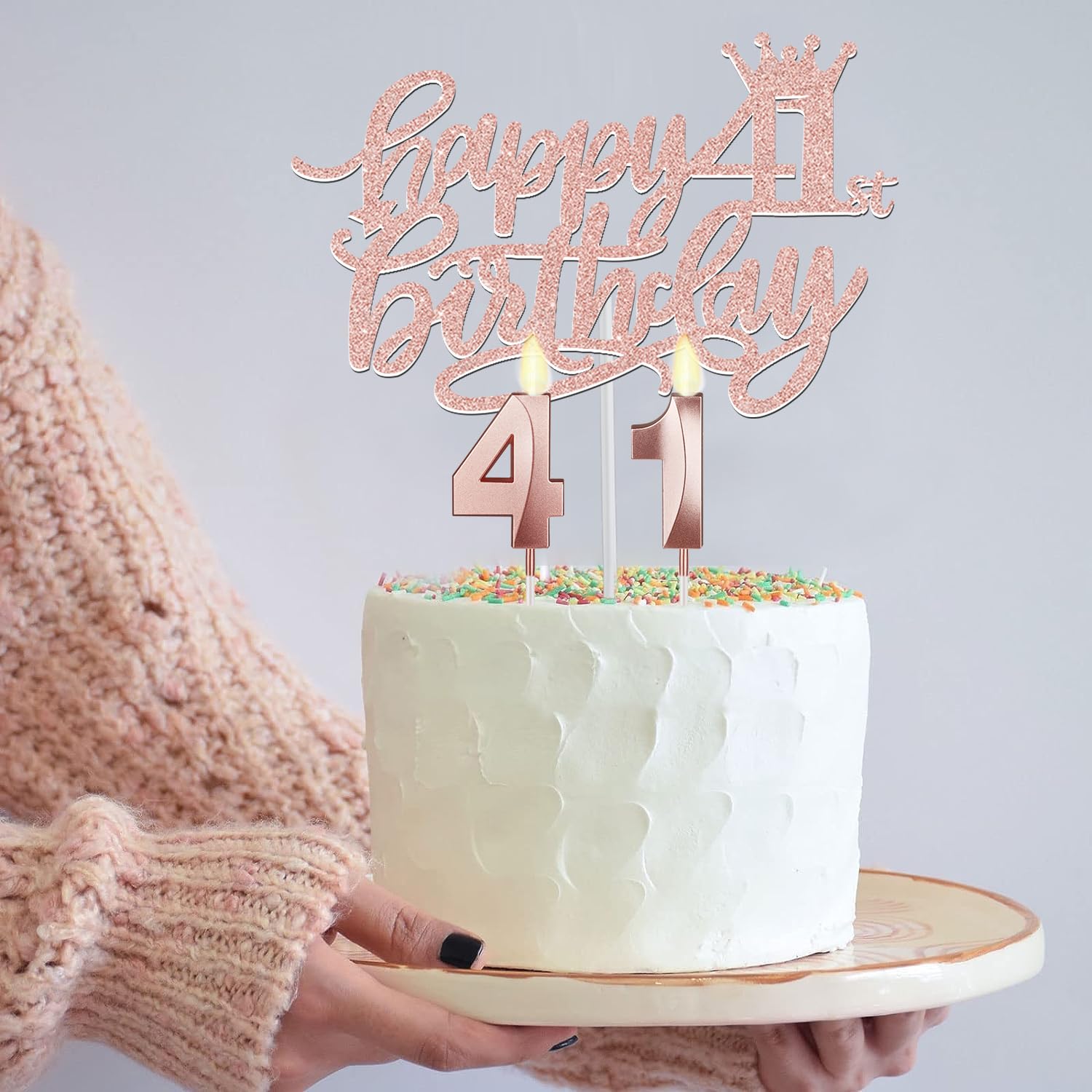 41St Birthday Gifts For Women, Include 41St Birthday Sash And Tiara, Birthday Cake Topper And Number 41 Candles, Big 41 Balloons