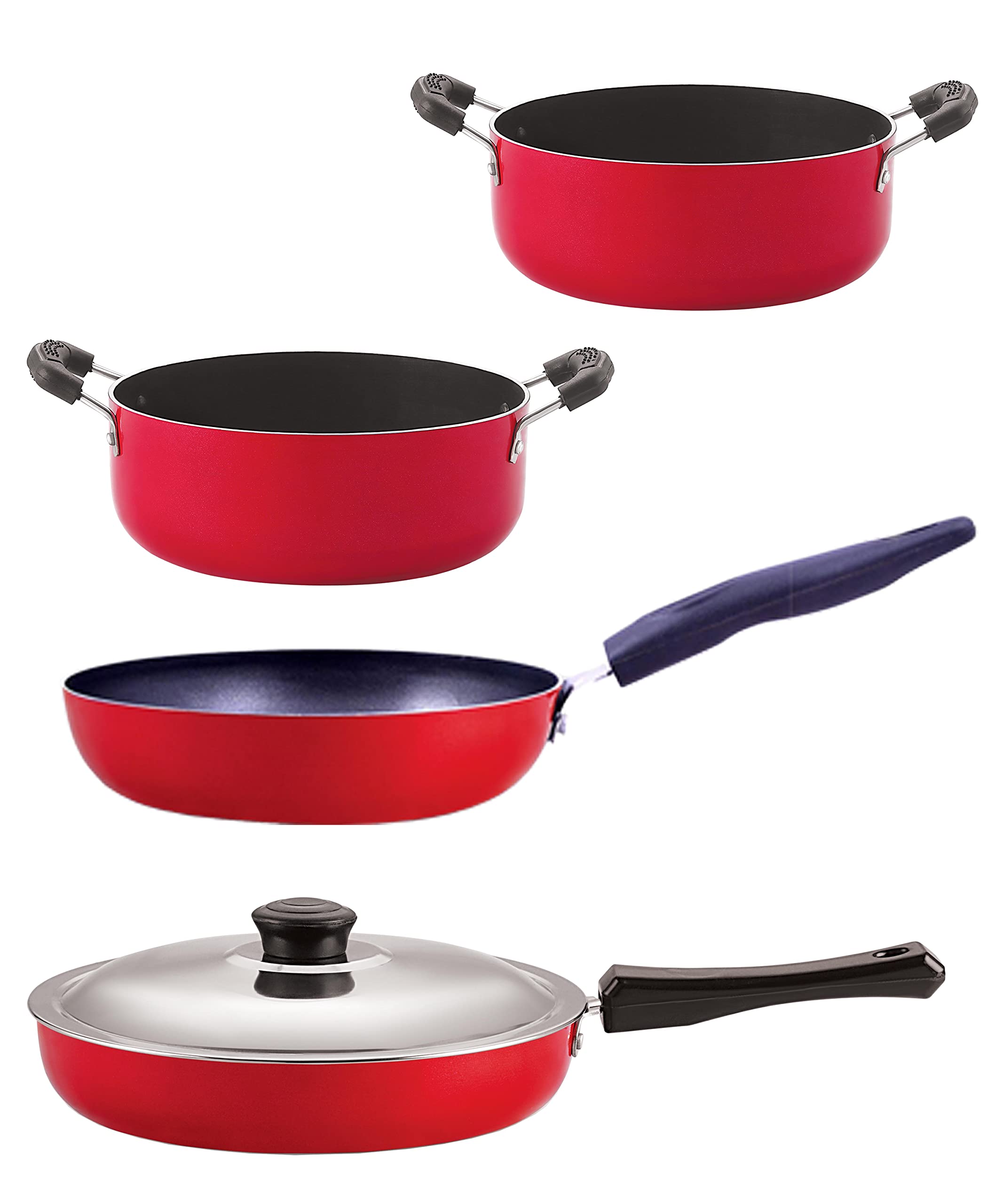 Nirlon Non Stick Pots And Pans Non Stick Cookware Set Of 4 Pieces With Bakelite Handle (Fp10_Cvg_Cs22_Cs24)