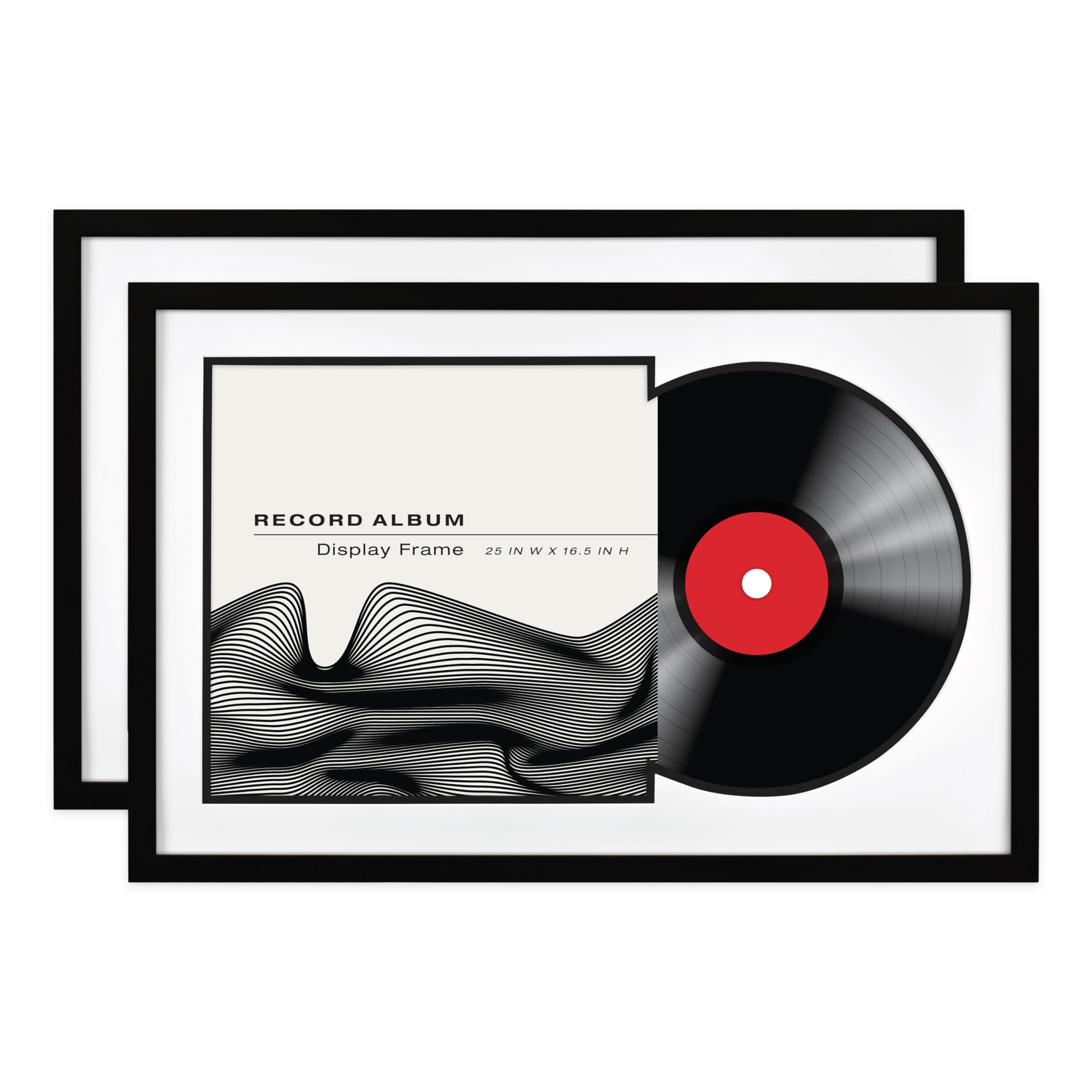 MCS Double Groove 16.5x25 Black with Black Mat Record Album Frame, Vertical & Horizontal Wall Hanging Picture Frame for Photes &