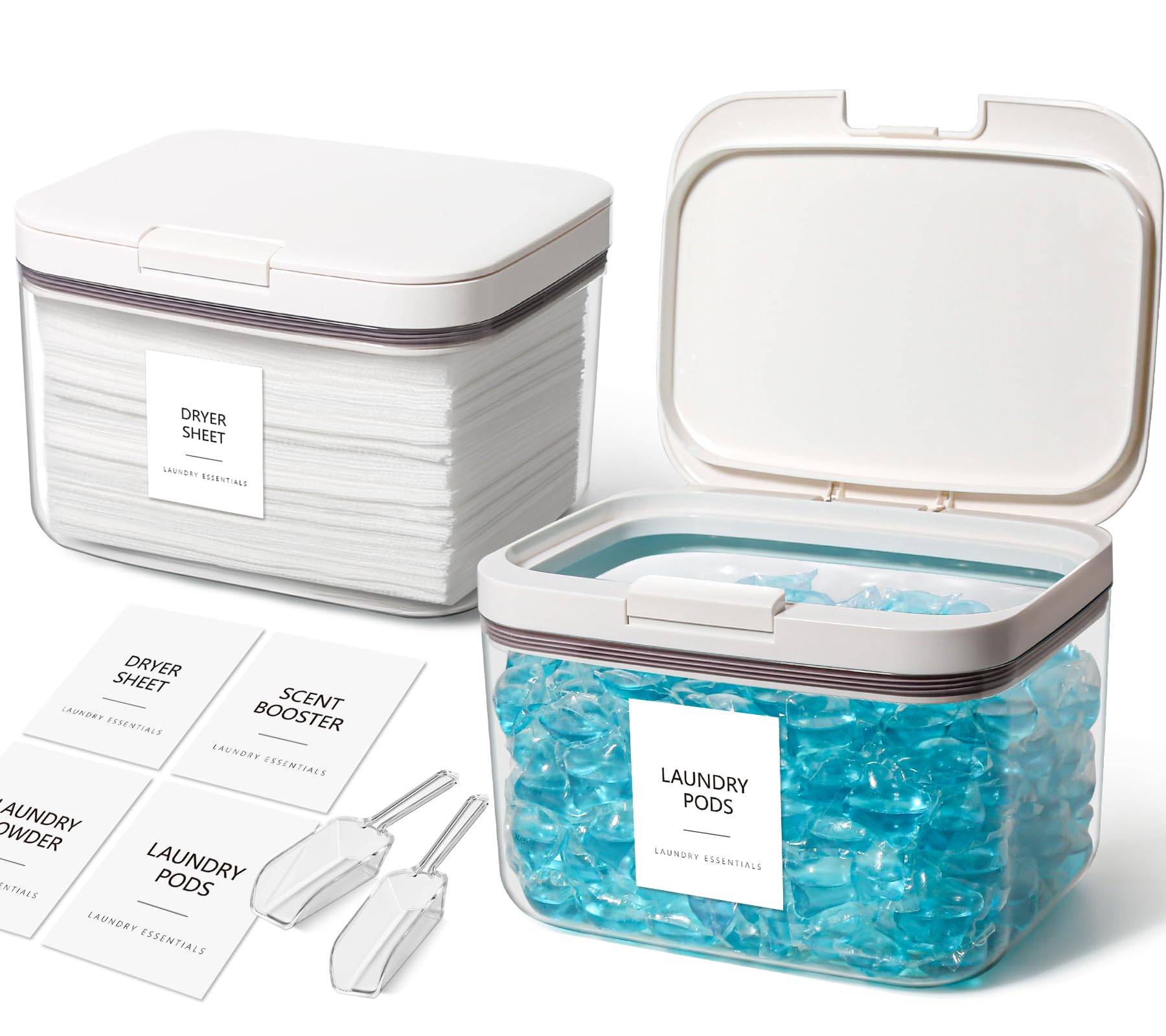 Alpiriral Dryer Sheet Holder And Laundry Pods Container, 2 Pack 94 Fl Oz / 5.8Lb Laundry Powder Dispenser For Laundry Room Organ