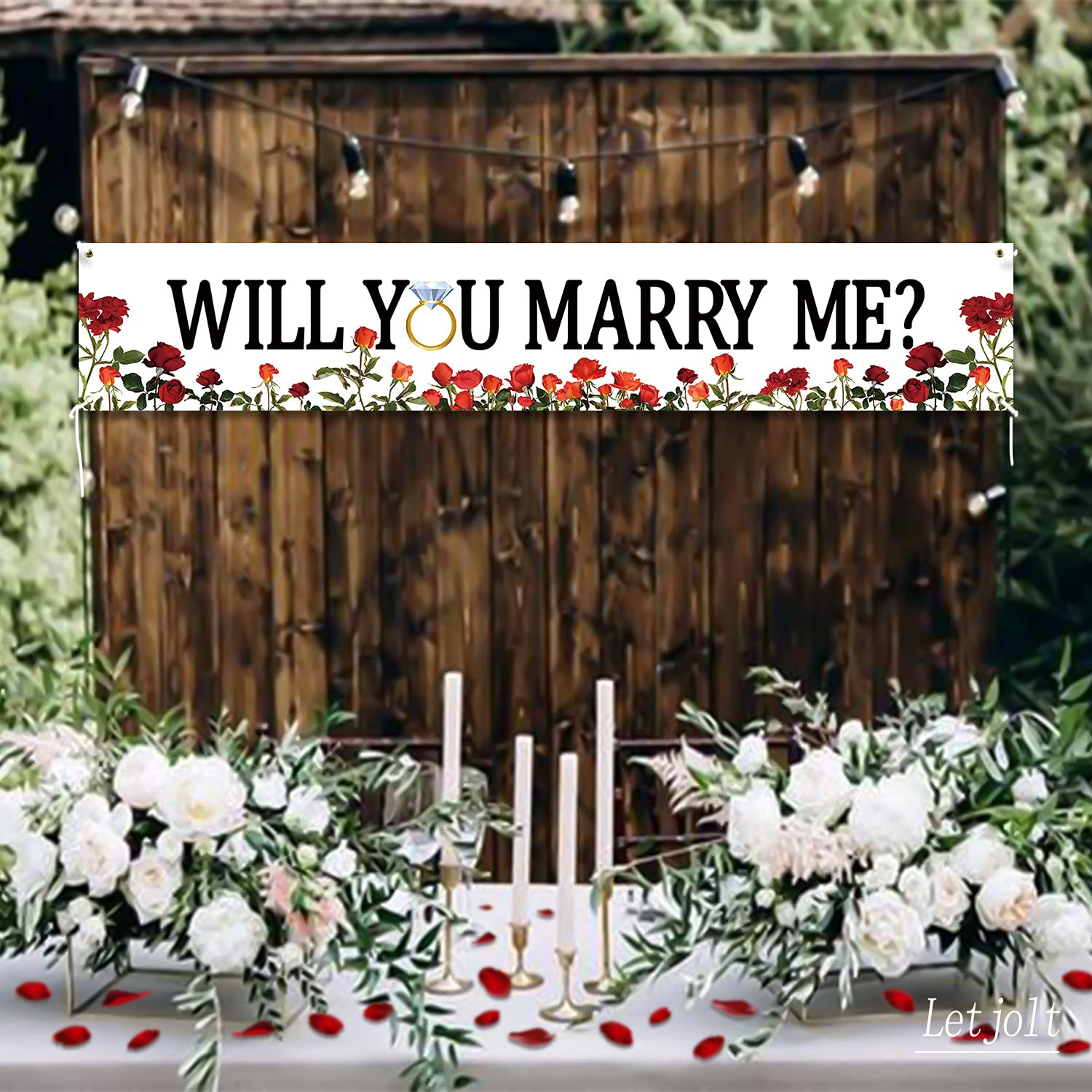 Marry Me Flower Banner Will You Marry Me Large Flower Banner Marriage Valentine'S Day Proposal Winter Supplies Engagement Lawn S