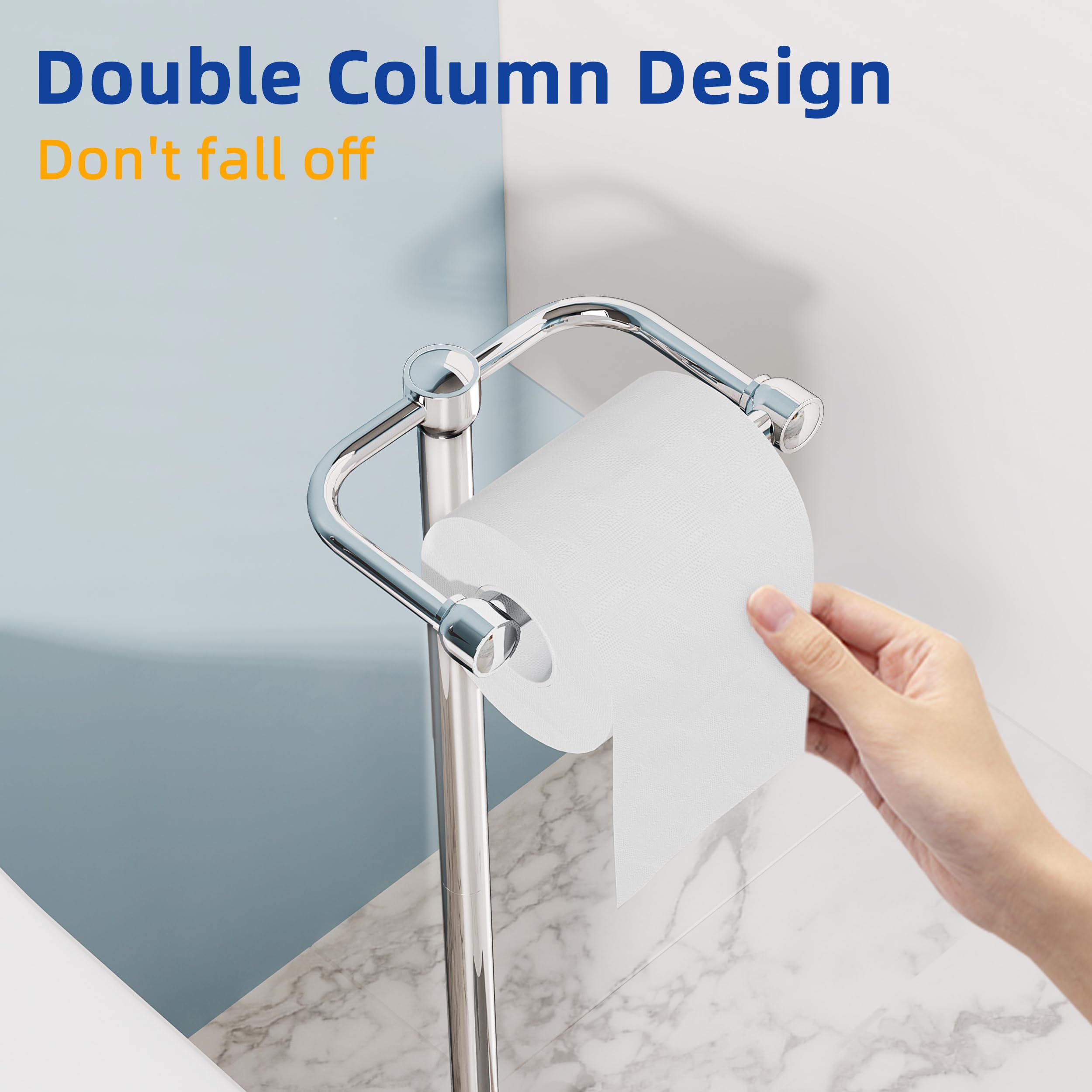 Ruacq Toilet Paper Holder Stand, Bathroom Toilet Paper Roll Holder Free Standing, Toilet Tissue Holder Stand With Post Pivoting