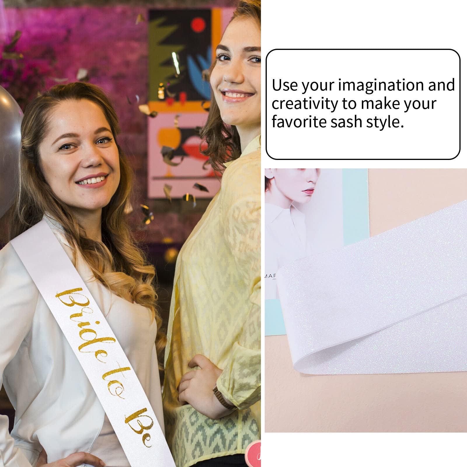 Cieher Blank Glitter Sash, Birthday Sash, Bride To Be Sash, Plain Sash, Sashes For Pageants, Custom Sash, Prom Court Sash, Senio