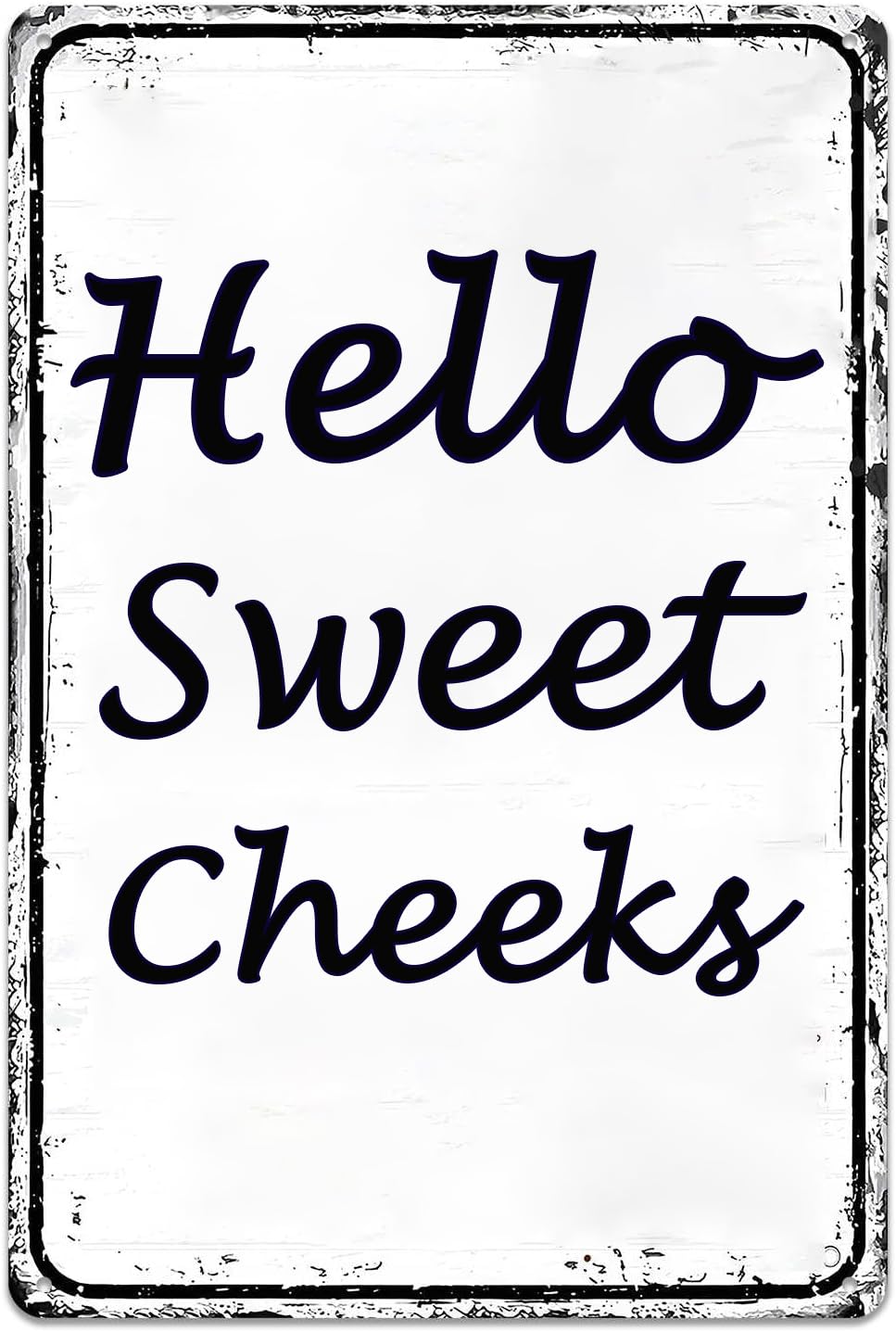 Funny Bathroom Decor Wall Art Funny Cute Hello Sweet Cheeks Tin Sign Rustic Farmhouse Bathroom Decoration Restroom Toilet Decor 
