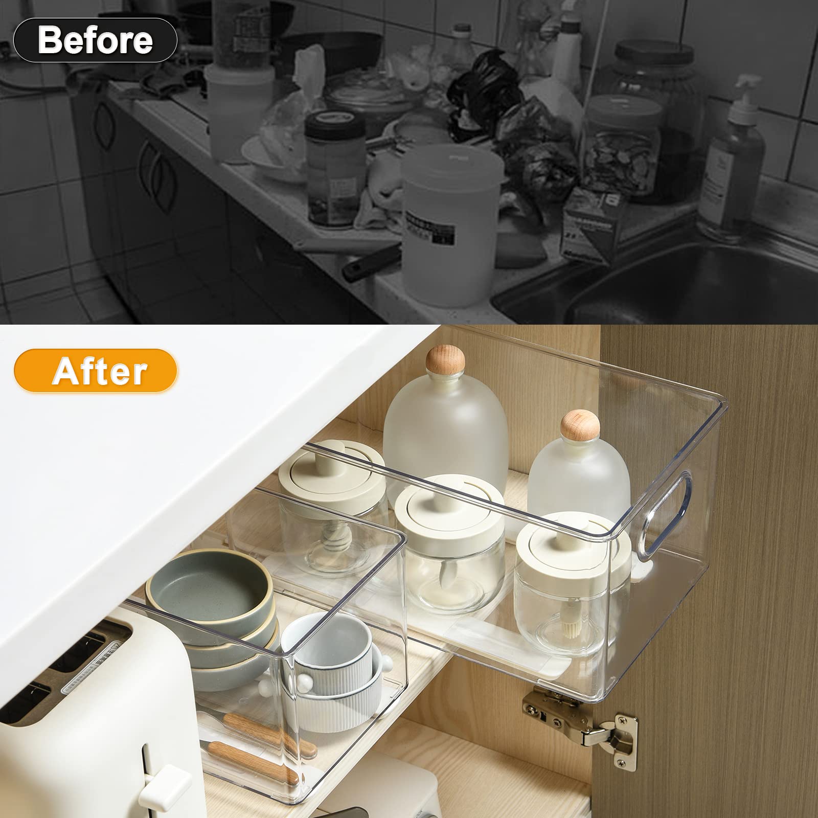 Summark 8 Pcs Pull Out Rail For Baskets Or Bins.Storage And Organization Accessories For Cabinet,Shelves.Diy Drawer Organizers S