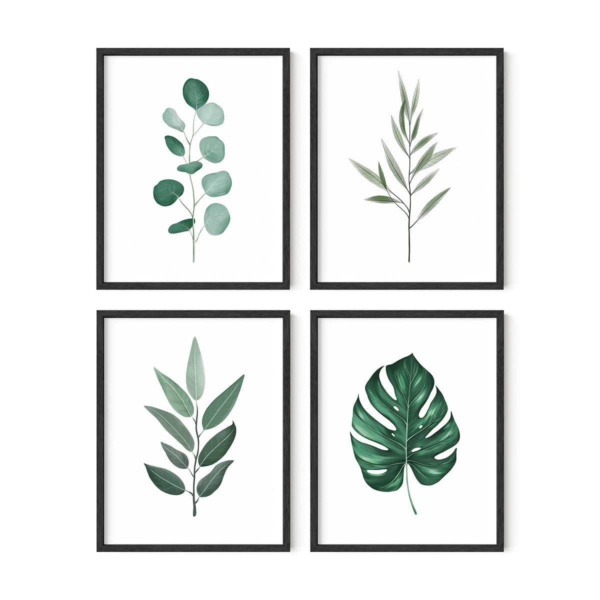 Haus And Hues Framed Botanical Wall Art - Plant Wall Decor, Tropical Wall Art, Leaf Wall Art, Green Leaves Pictures, Plant Pictu