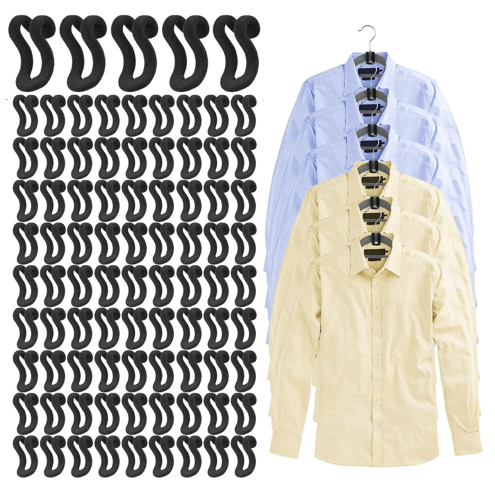 Clothes Hanger Connector Hooks, 60 Pcs Heavy Duty Velvet Clothes Hangers With Cascading Hook, Space Saver Mini Cascading Hangers