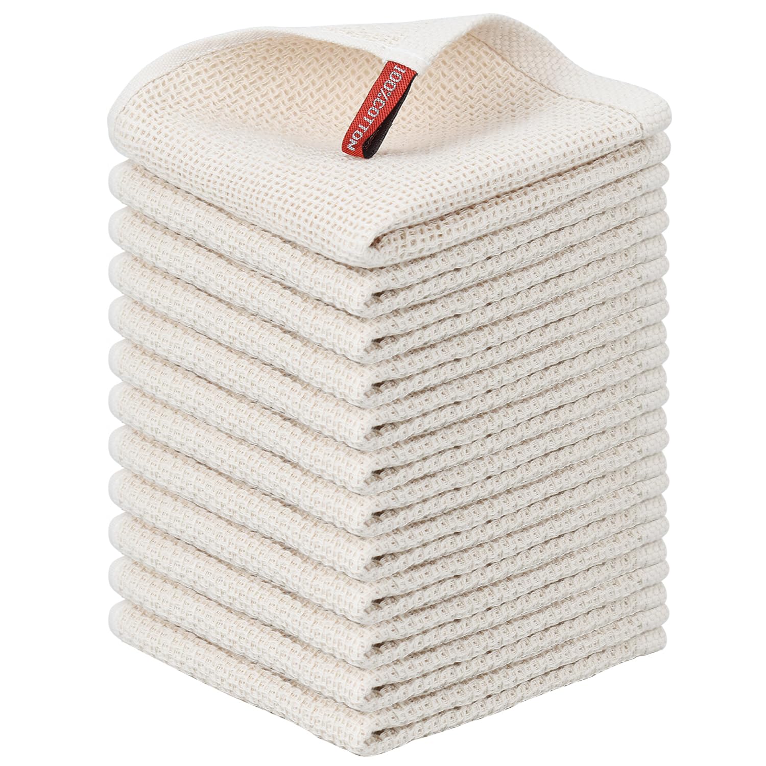 Niallant 12 Pack Cotton Kitchen Towels, Soft & Absorbent Dish Rags, 12x12 Inch