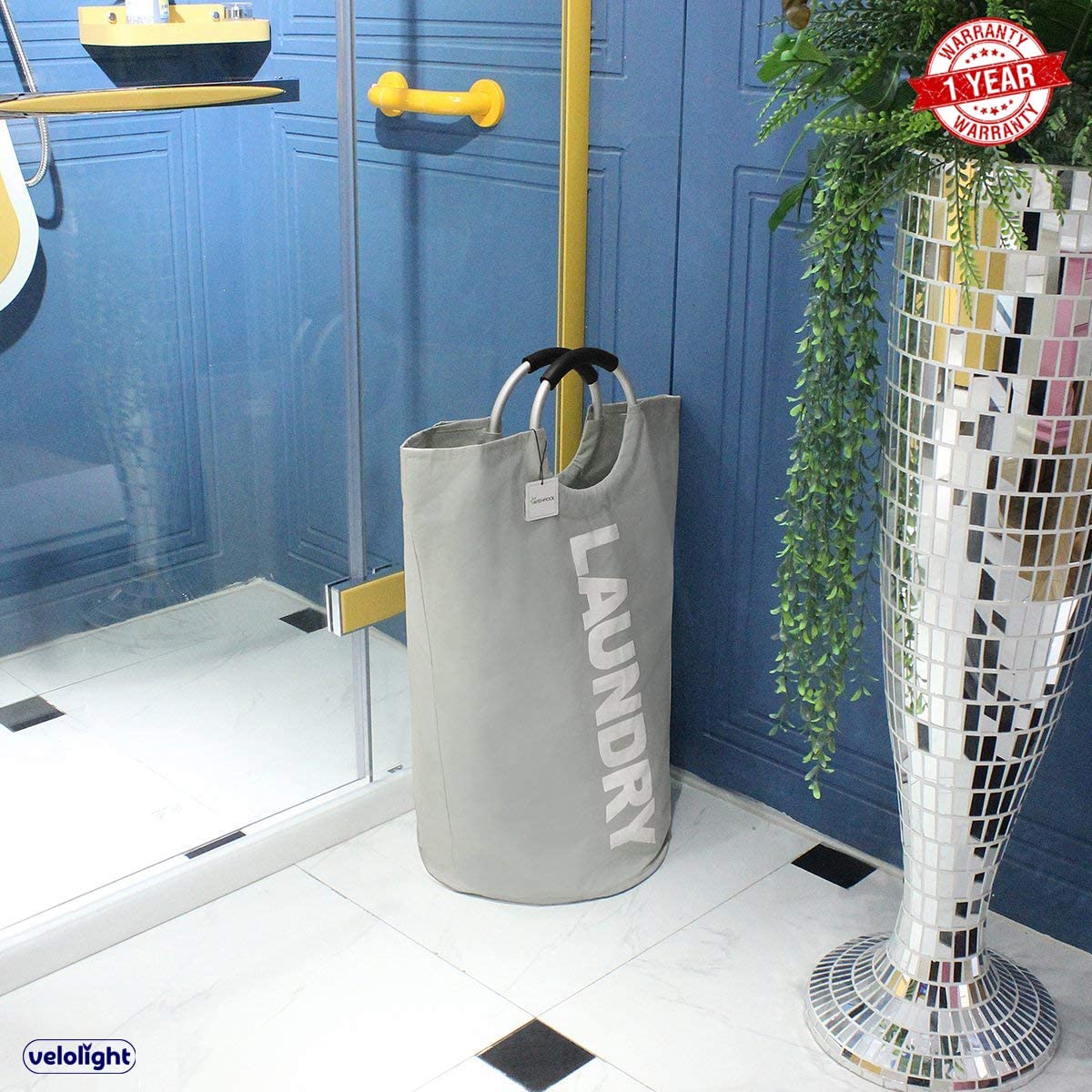 Velolight Laundry Basket with Handles (X-Large 115 Ltr ) Big Foldable Laundry Bag Waterproof Bin Hamper for Dirty Used Clothes f