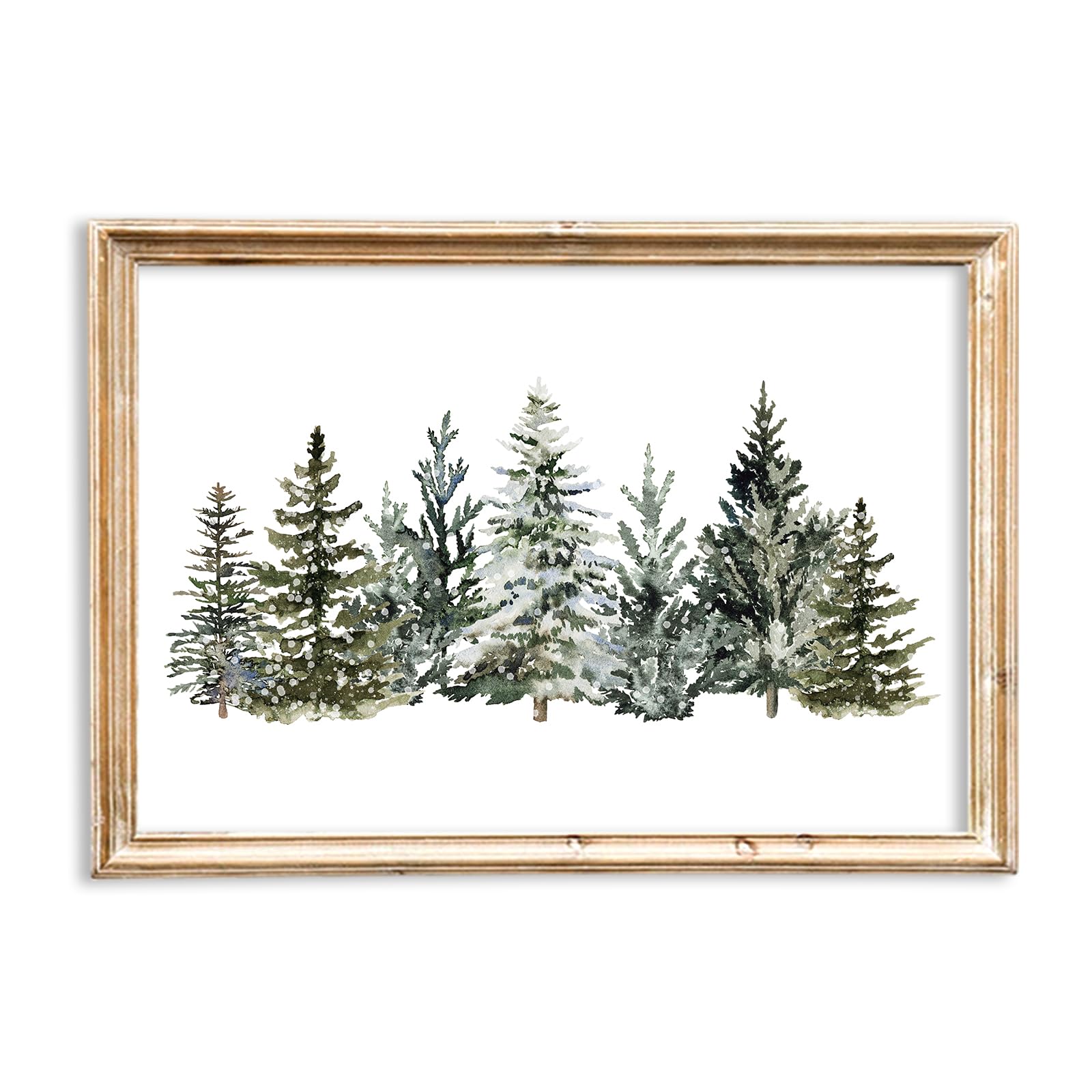 JarThenaAMCS Christmas Canvas Wall Art Prints Watercolor Snowy Pine Trees Art Poster Winter Xmas Forest Wall Decor for Gallery L