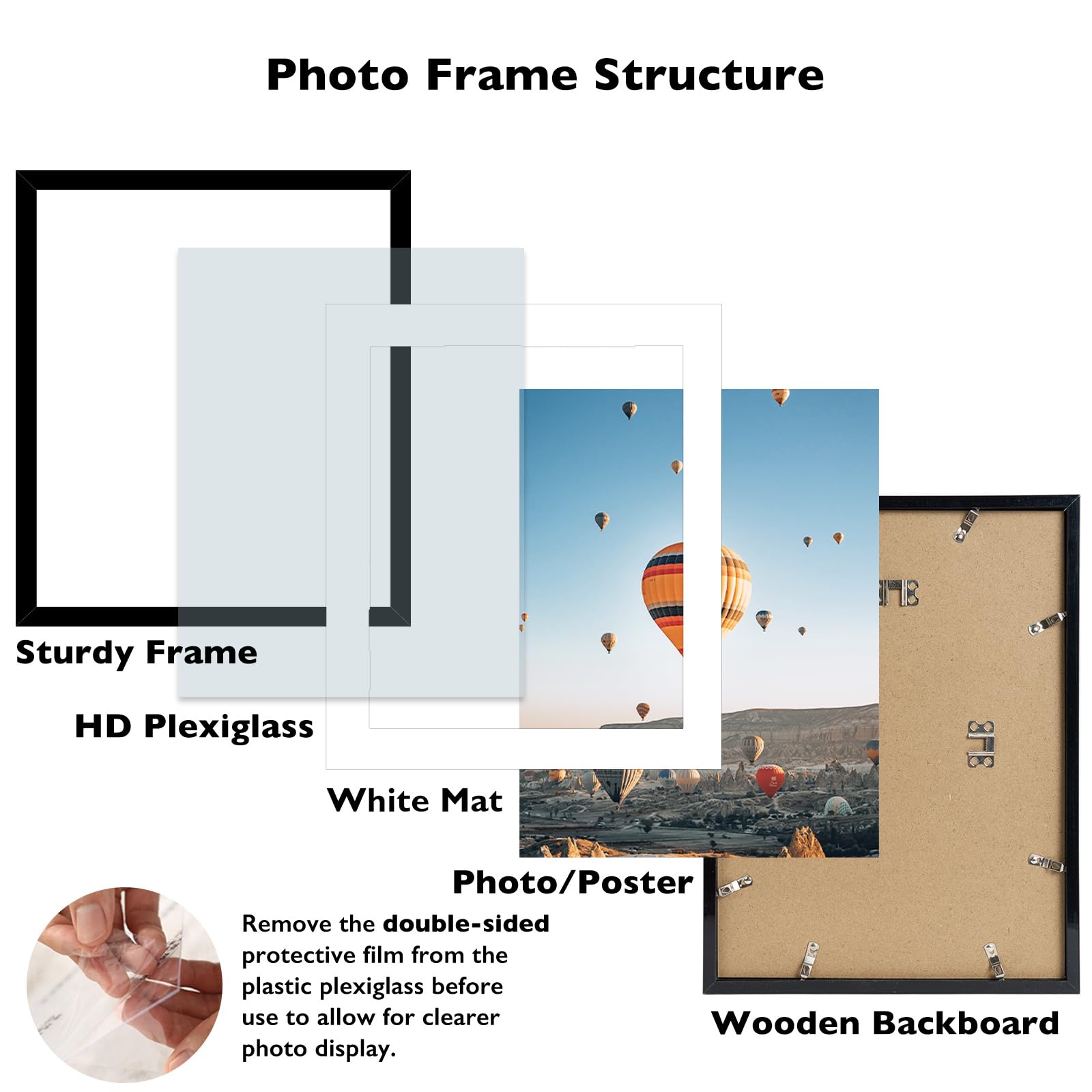 JCJMY 20x25 Picture Frame with 16x20 Mat, Display Photo 16x20 with Mat or 20 x 25 Without Mat, Wall Hanging Large 20 by 25 Poste