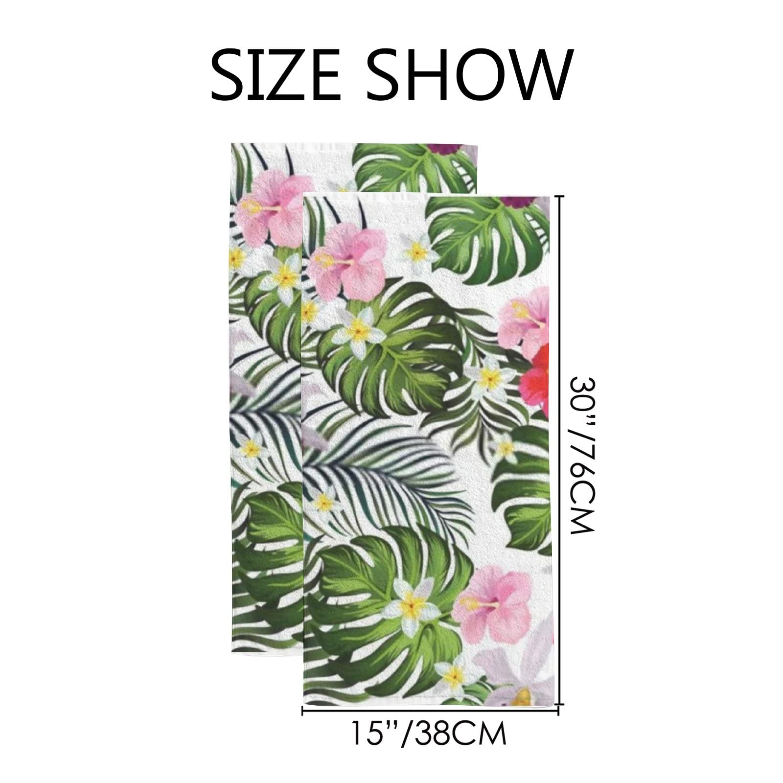 Vantaso Tropical Palm Leaves Hand Towels Set 2 For Bathroom,Absorbent Kitchen Towels Spring Flowers Microfiber Bath Towel Dish F