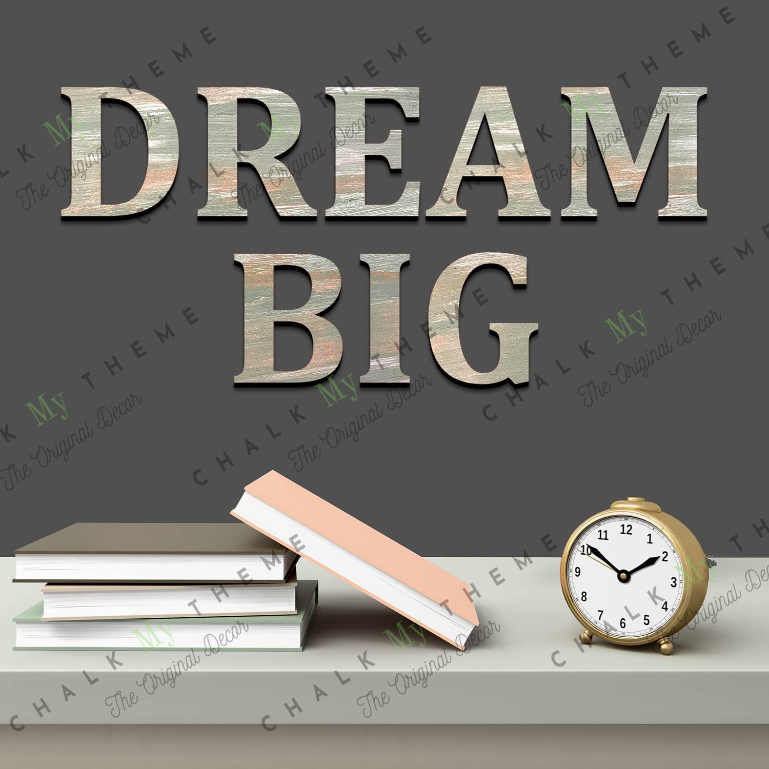 Chalk My Theme Wooden Alphabets And Numbers For Wall Decoration | 5 Inch Large Wooden Letter S In Rustic Green And Grey Color Wi