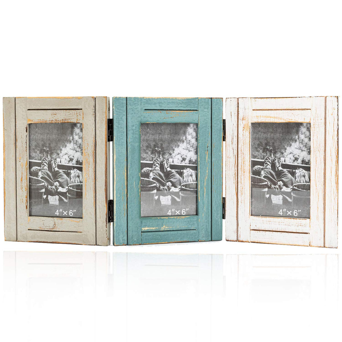 Rustic 3 Photo Frame RiteSune Rustic 3 Picture Frame 4X6 Triple Hinged Distressed Photo Fra ...