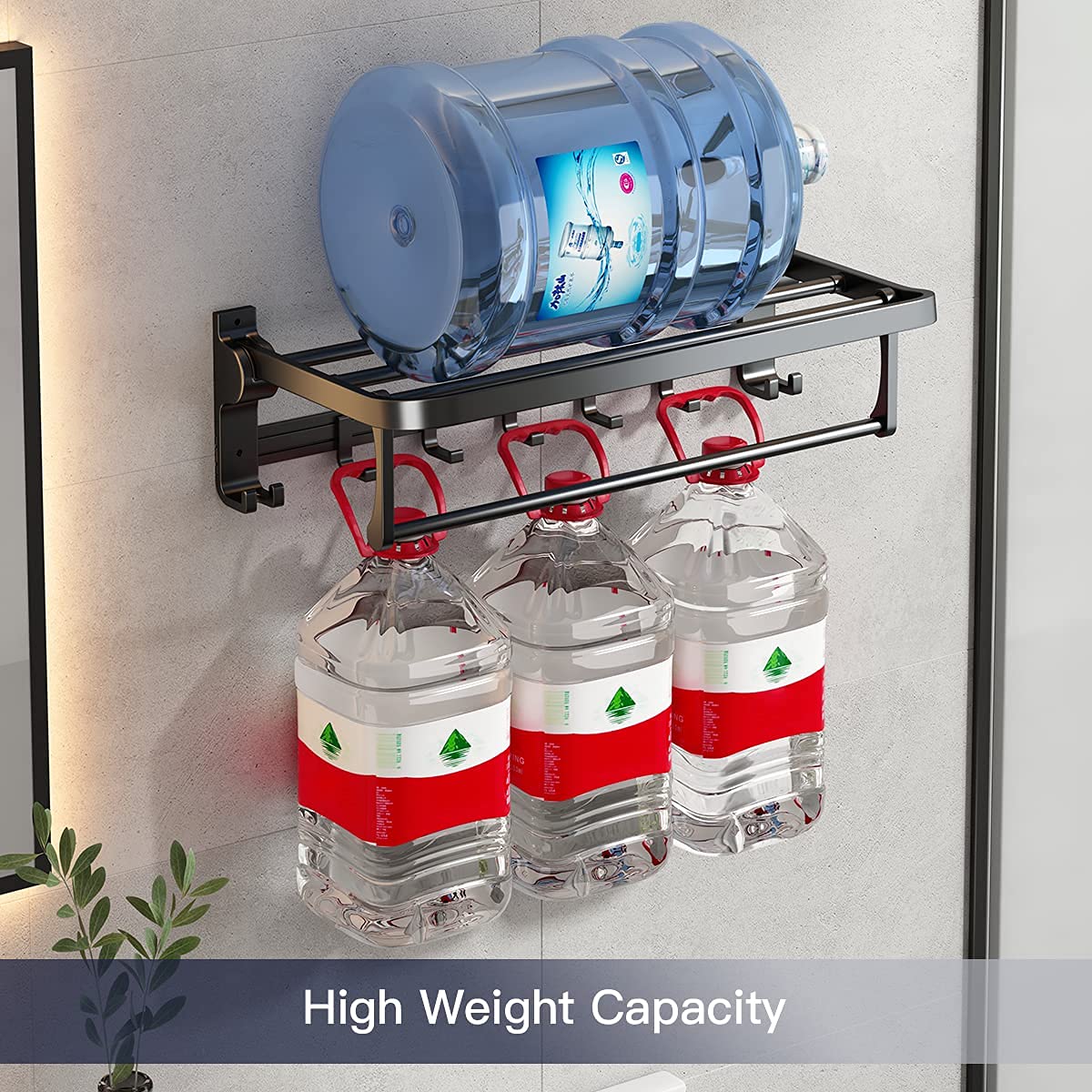 Volpone 24 Inch Towel Rack With Towel Bar Holder Foldable Towel Shelf With Movable Hooks Rustproof Towel Storage Wall Mount For