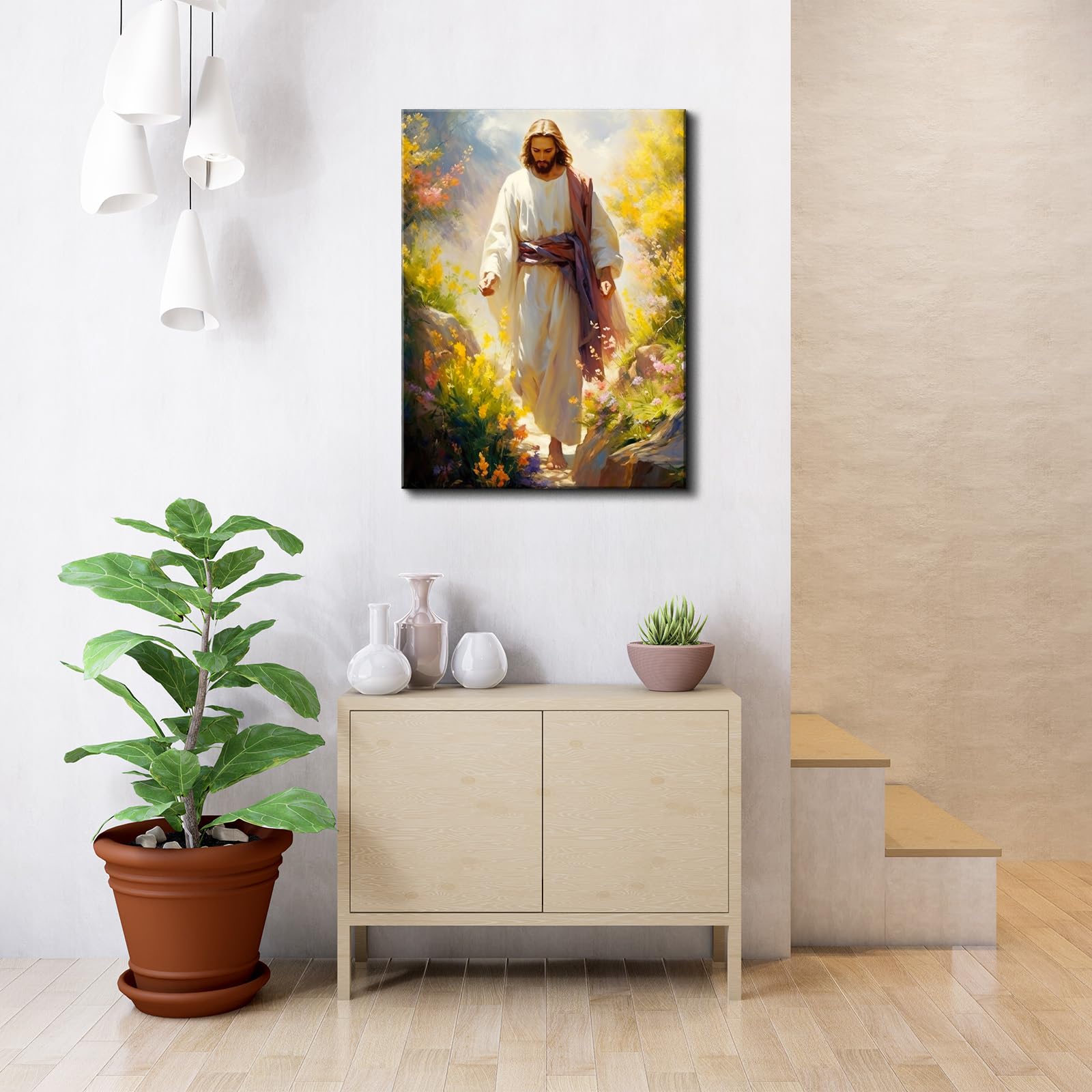 Yonica Jesus Wall Art Painting Picture, Framed Christian God Canvas Print Poster Decor For Living Room, 20''X30'' (Jesus03)