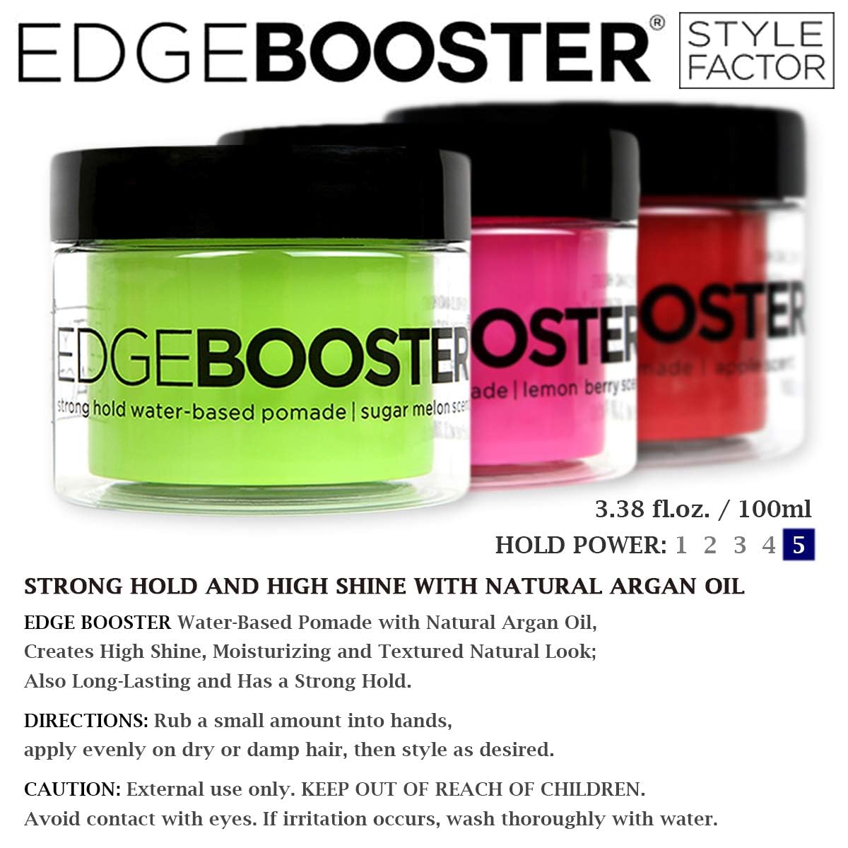 (2Pack) Style Factor Edge Booster Strong Hold Water-Based Pomade 338Oz (Citrus)